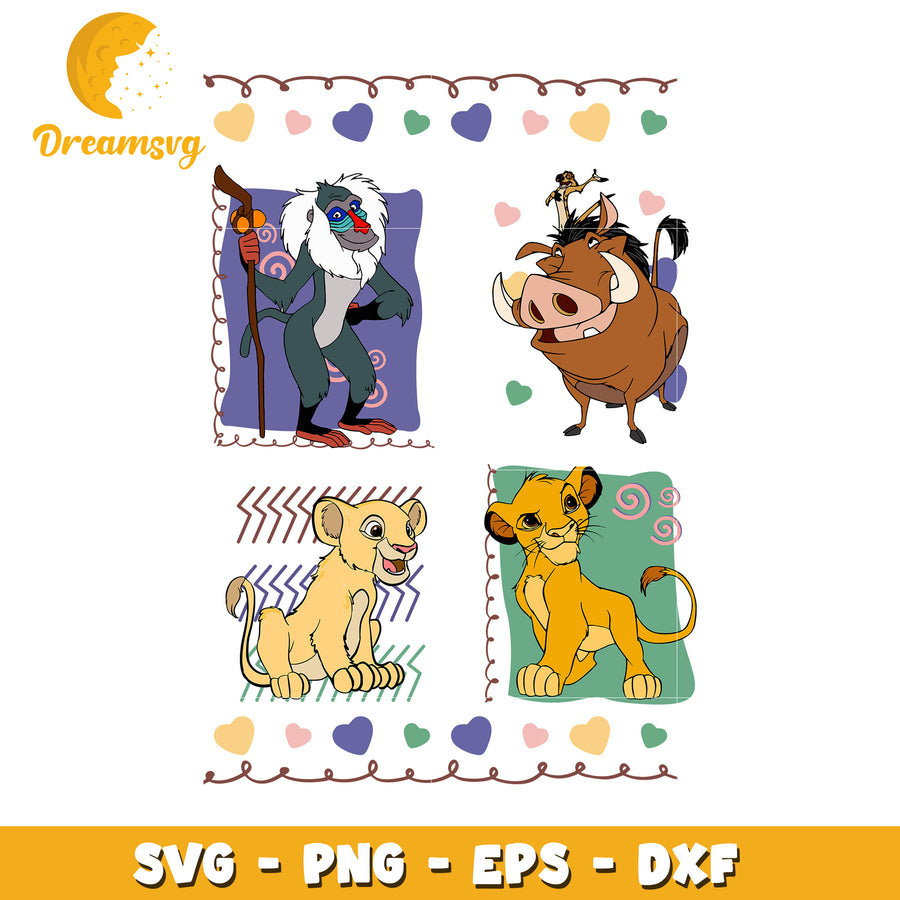 Lion King SVG Bundle Rafiki, Pumbaa, Simba