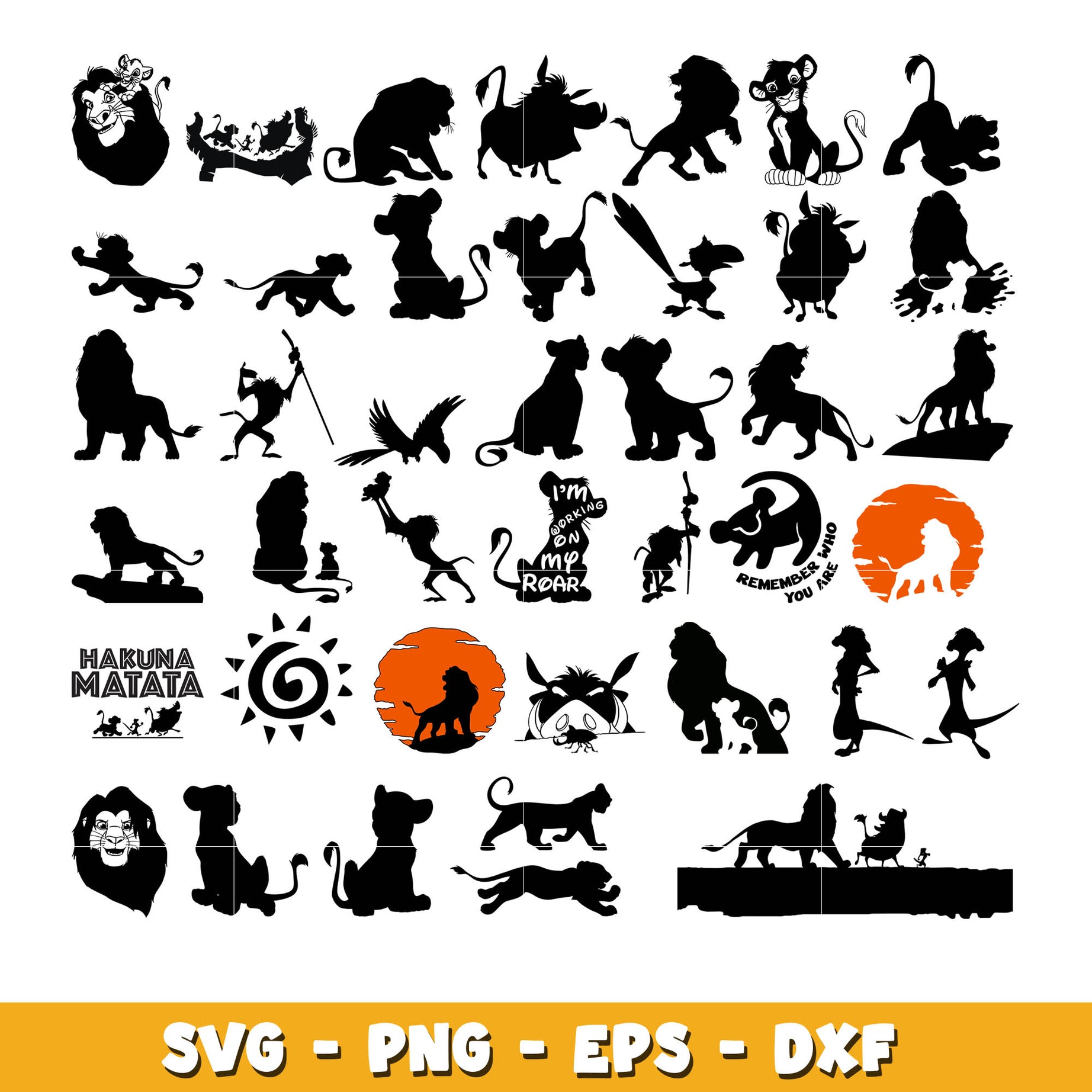 Lion King Silhouette bundle svg,  Disney cartoon svg, Digital download  