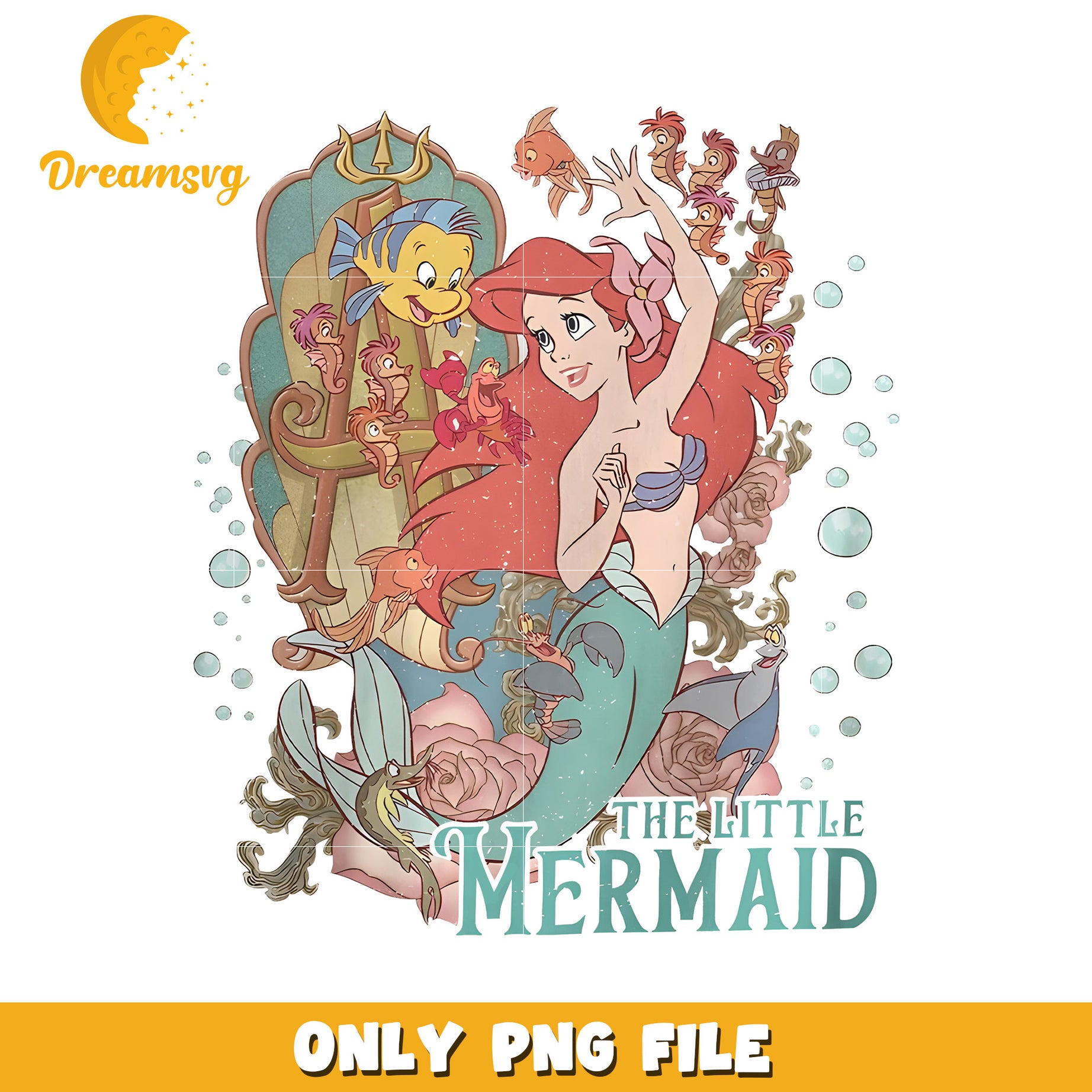 Little Mermaid PNG Sublimation Design