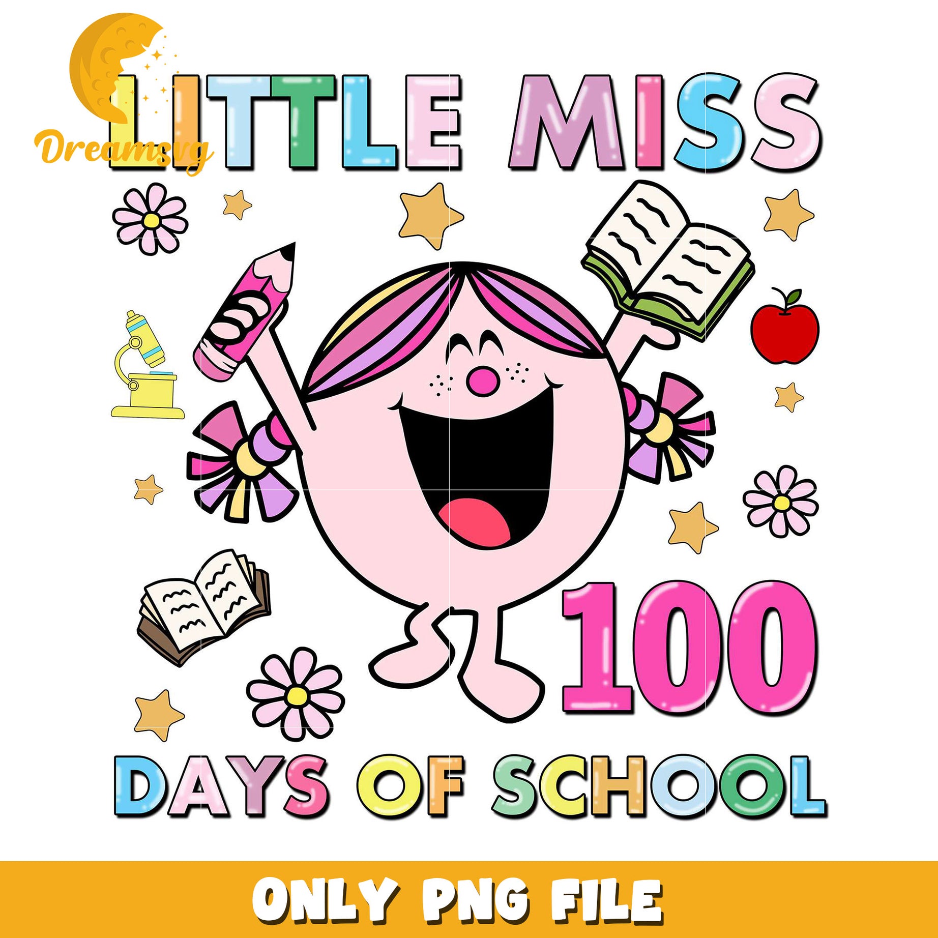 Little Miss 100 Days School PNG