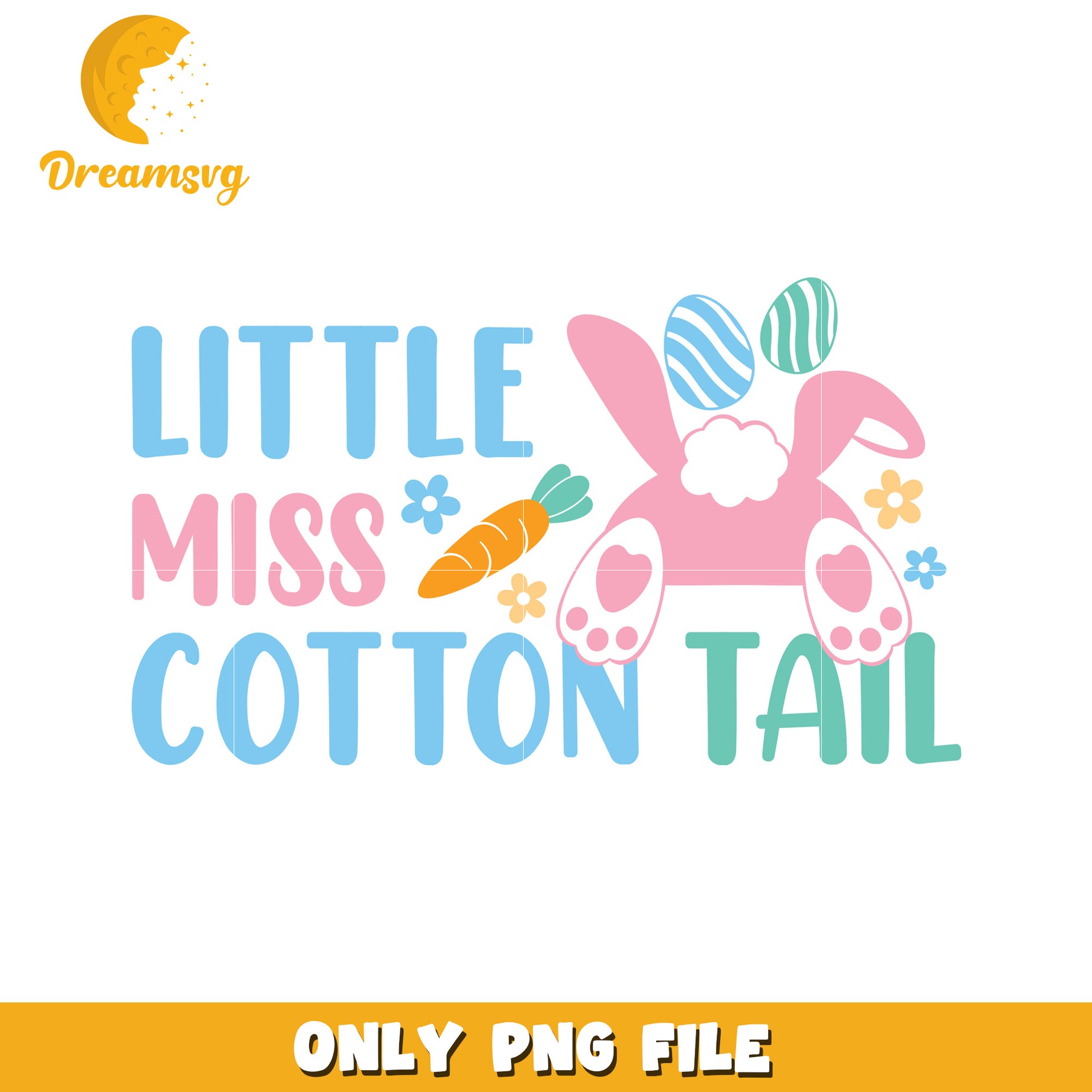 Little Miss Cotton Tail Cute Bunny PNG for Easter Decor