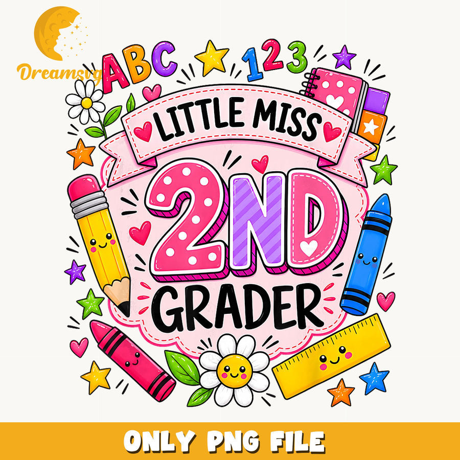 Little Miss 2nd Grader PNG, Back To School Girl, Kids PNG