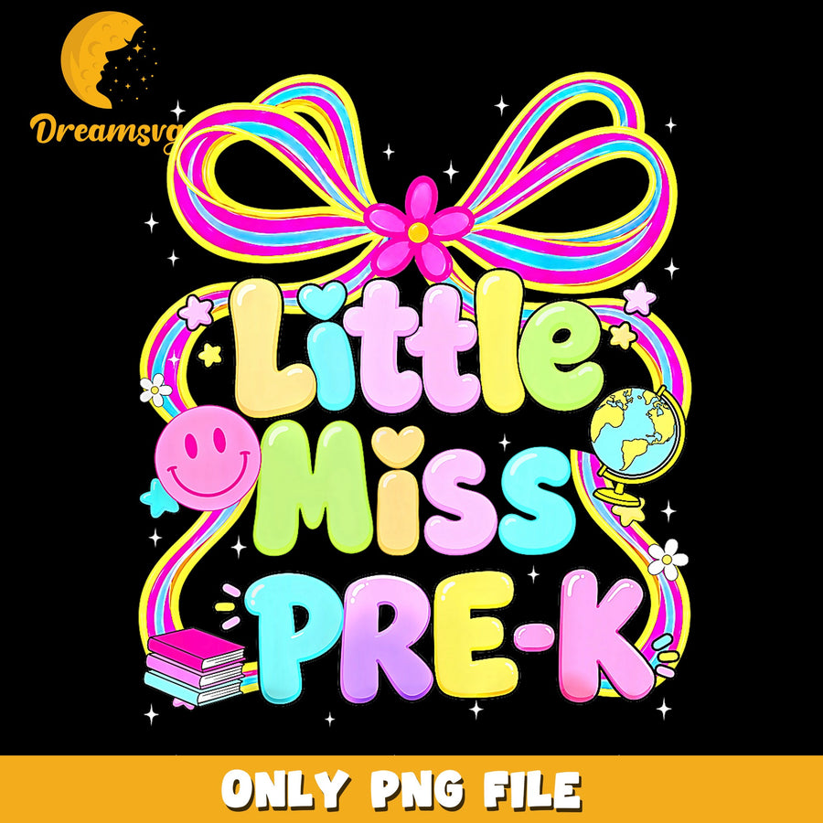 Little Miss Pre-K Coquette Bow PNG, Back To School, Kids PNG