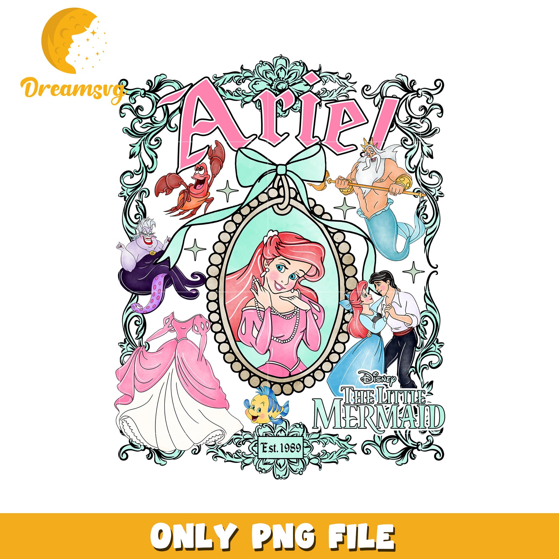 Little mermaid characters png, disney toys png, disney movie png