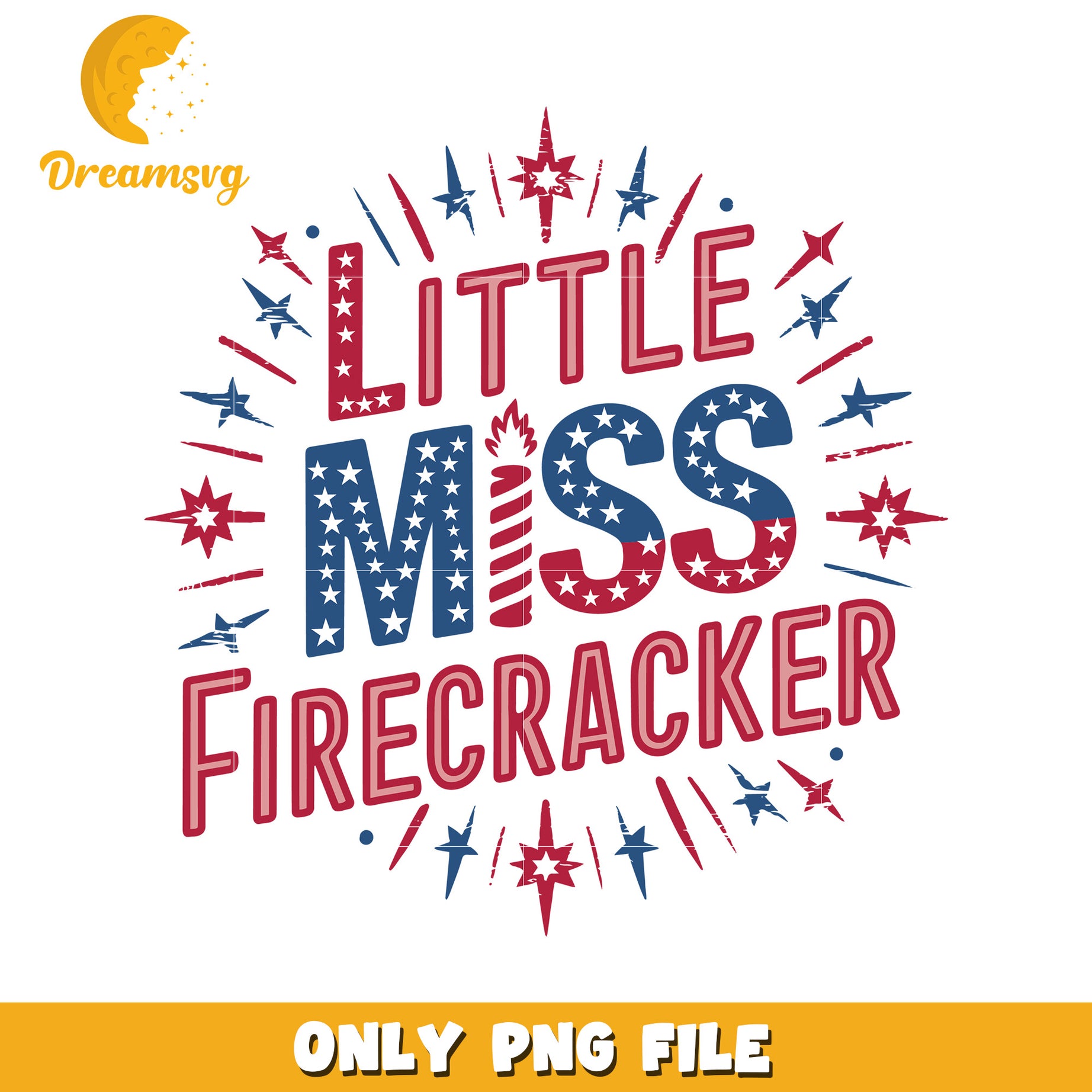 Little miss firecrackers png, cute patriotic girl png, 4th of july design png