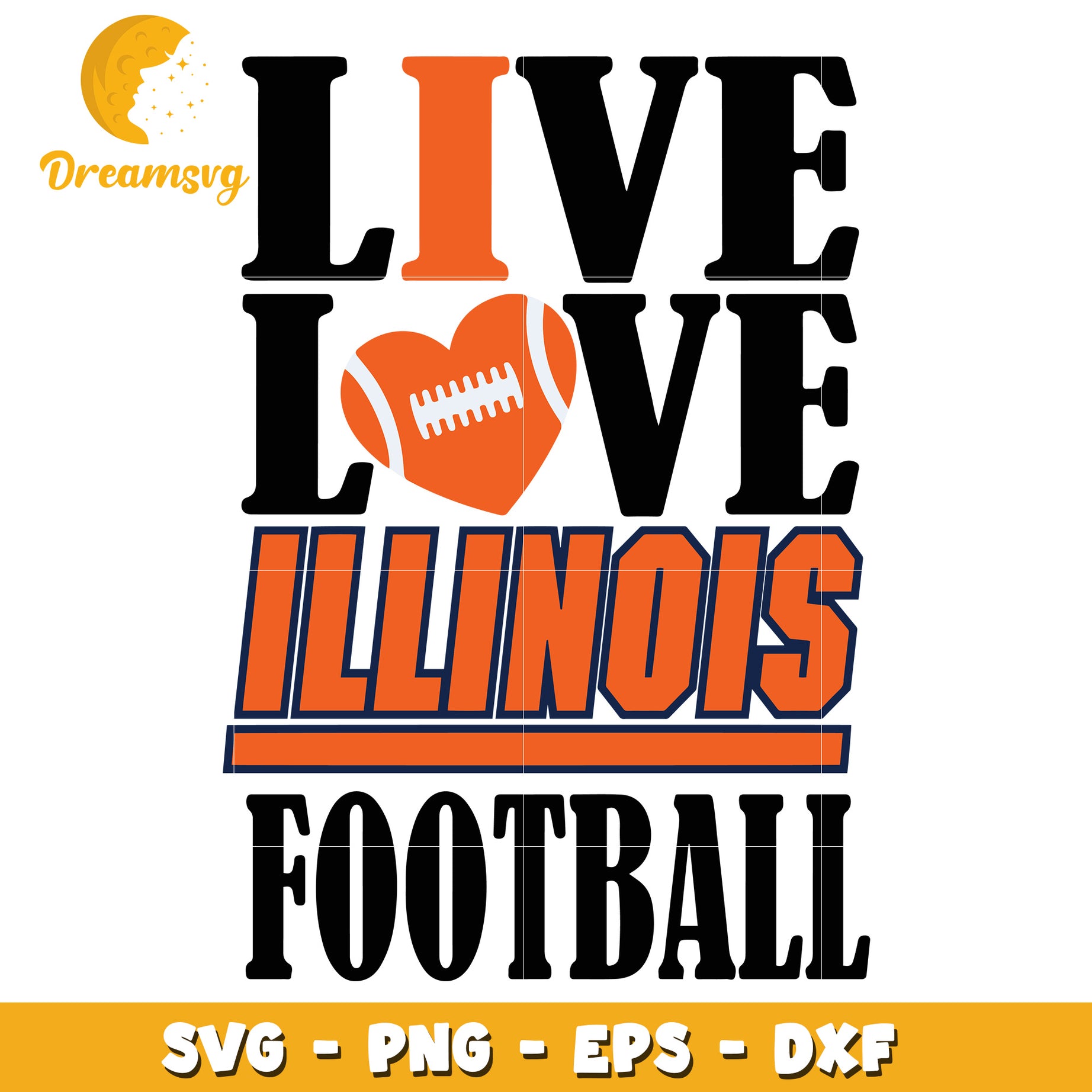 Live Love Illinois Football SVG File for Fans and Crafters