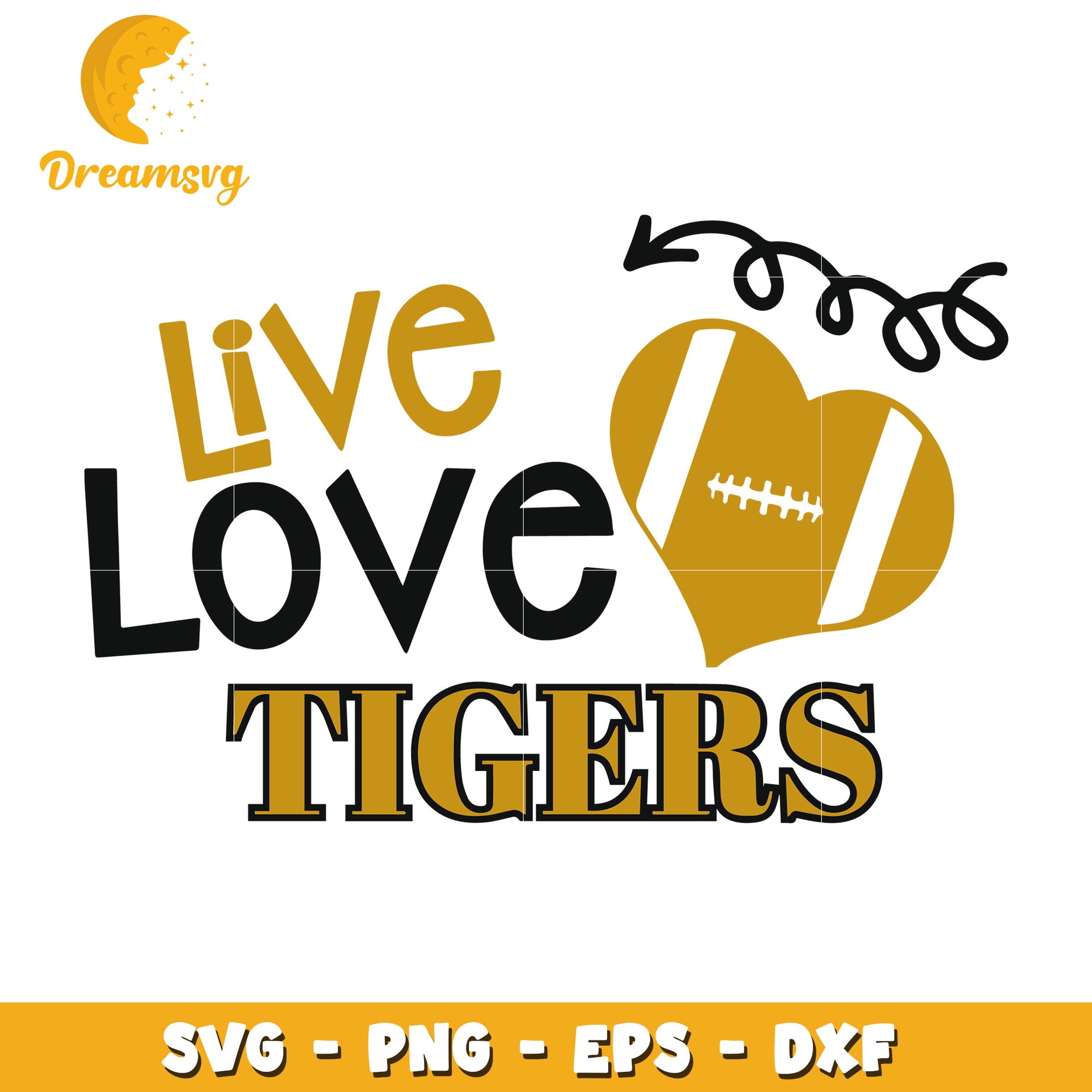 Live Love Tigers Football SVG PNG EPS DXF