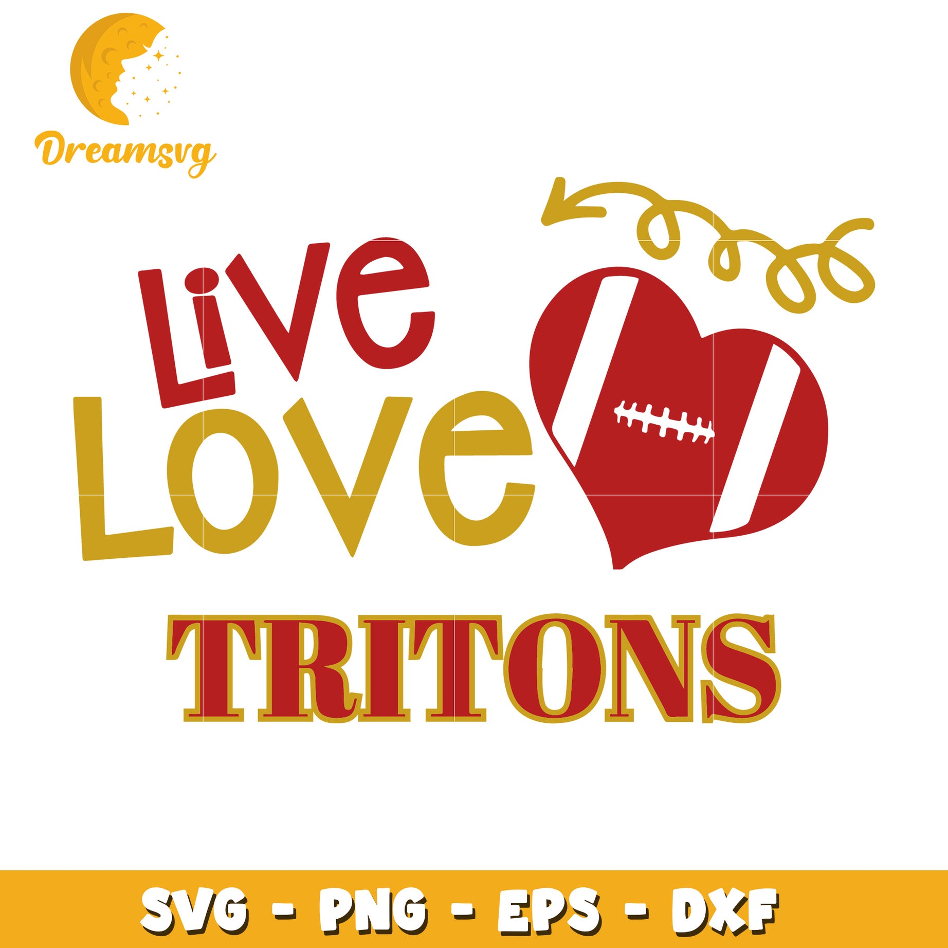 Live Love Tritons Football SVG Design for Fans and Crafters