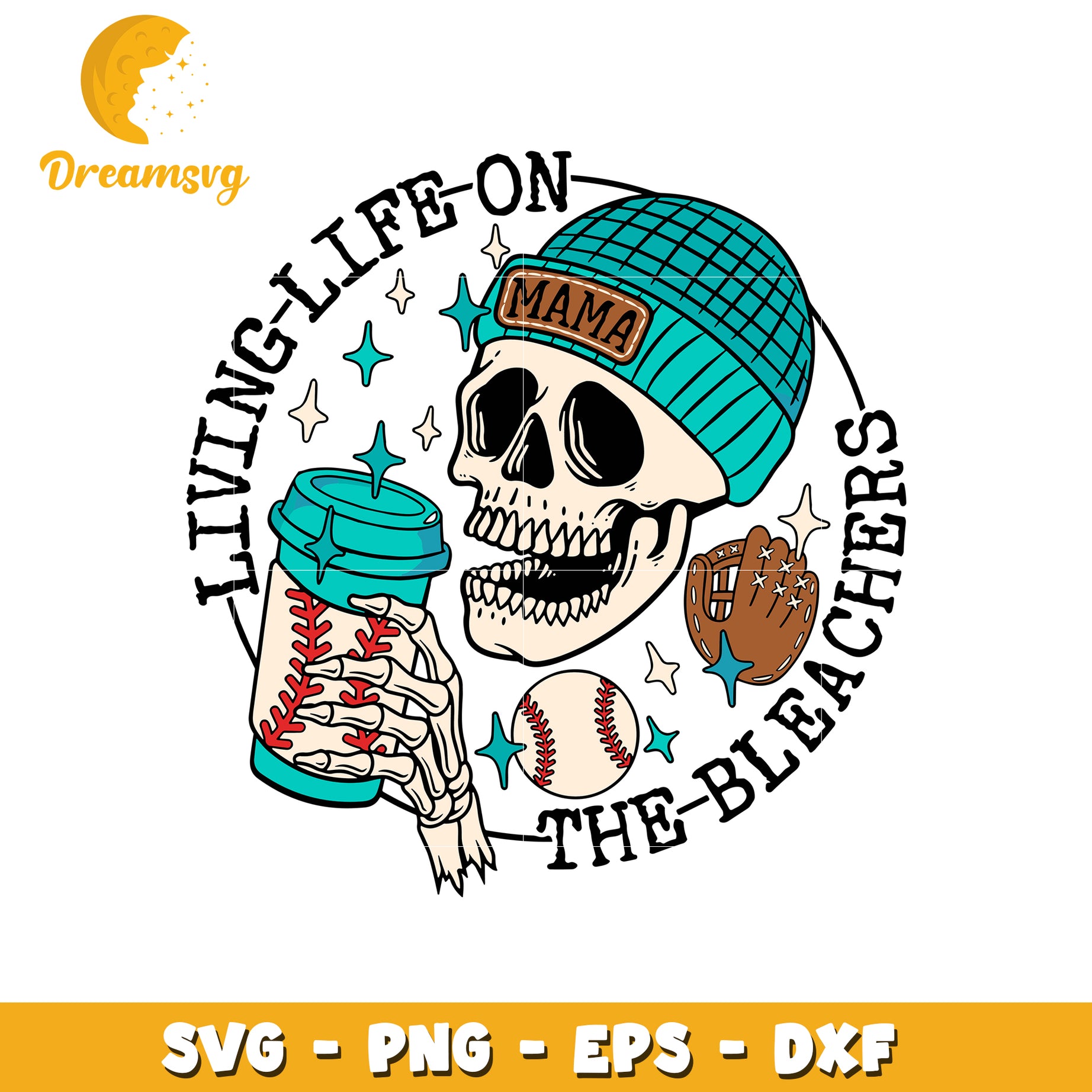 Living life on the bleachers svg, human skeleton svg, coffee svg