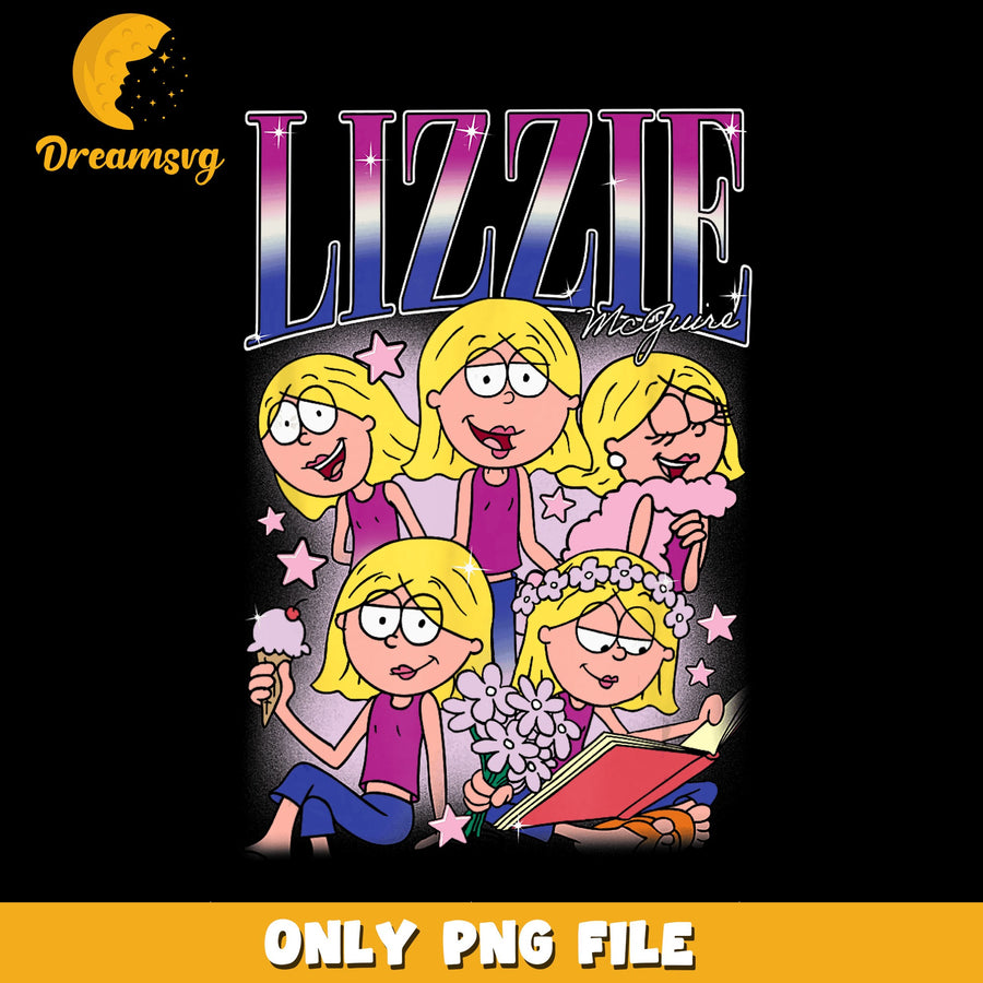 Lizzie McGuire Cartoon Collage PNG, Disney Channel Retro, Vintage PNG