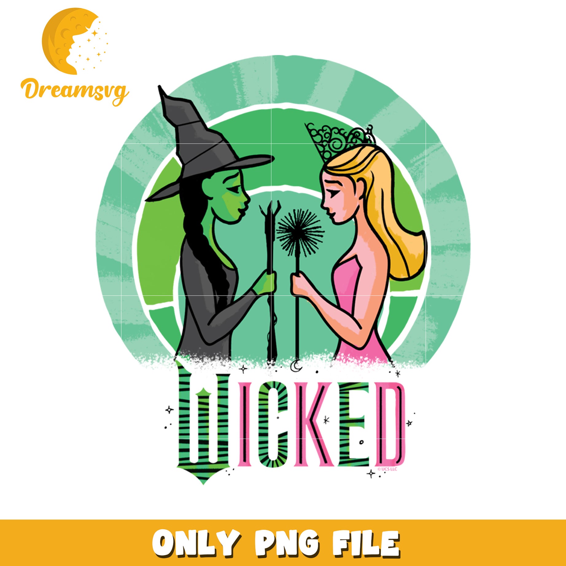 Logo Elphaba & Glinda characters art design png, wicked movie png