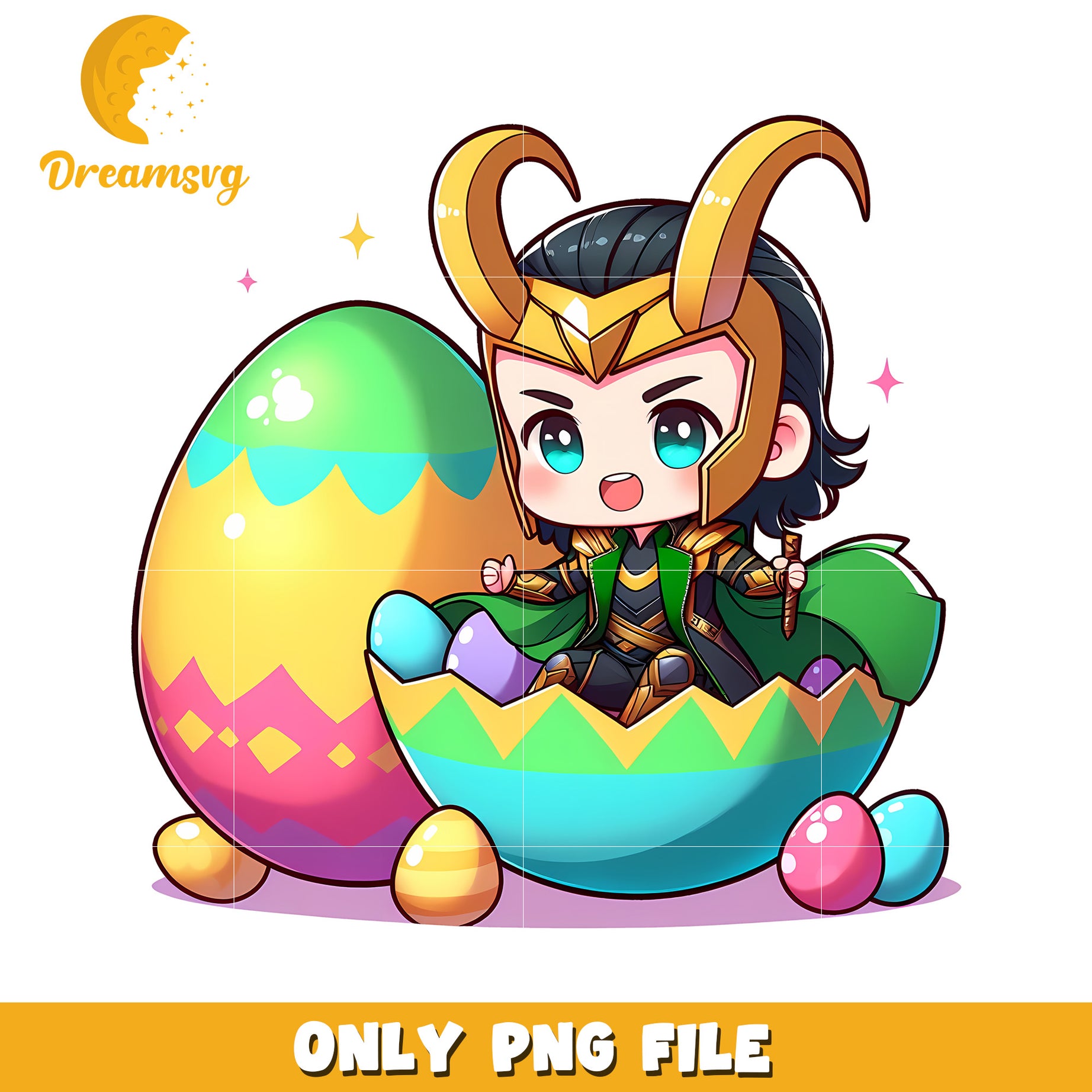 Loki character easter eggs png, easter day png, marvel png