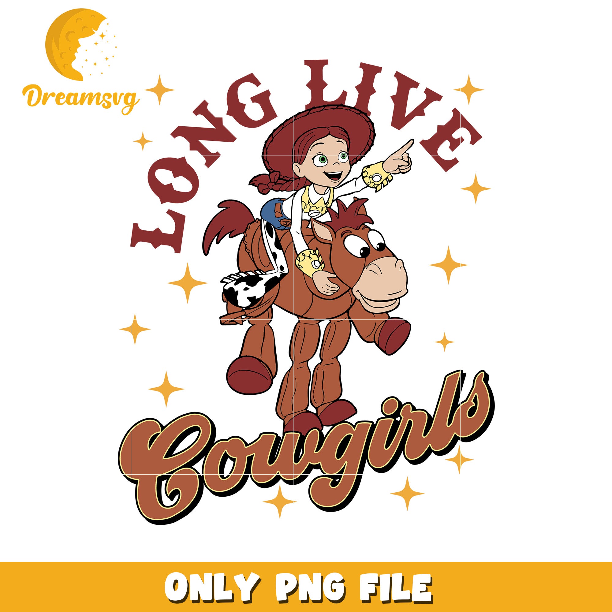 Long Live Cowgirls Colorful PNG Art for Kids Fun