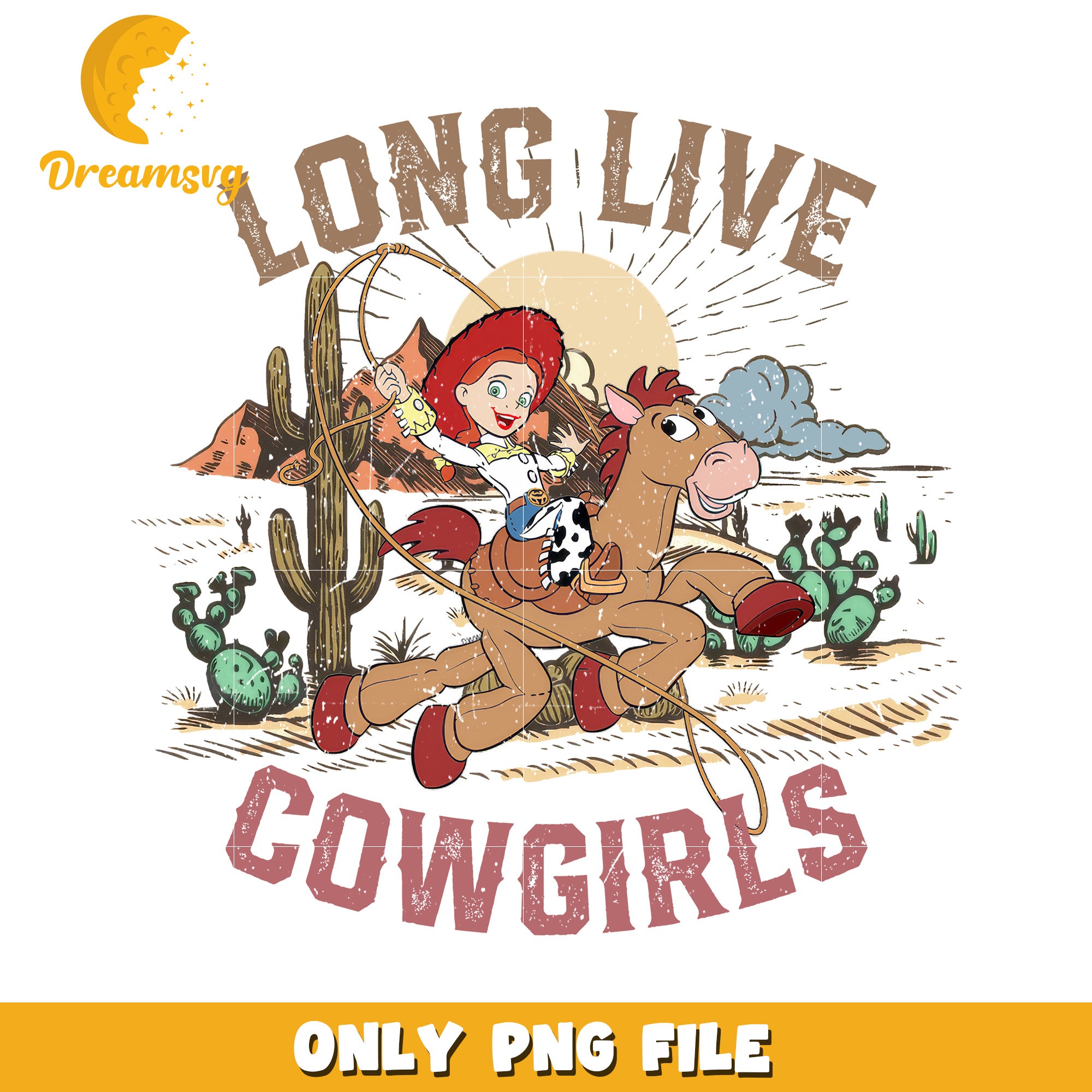 Long Live Cowgirls Fun Retro PNG File for Download