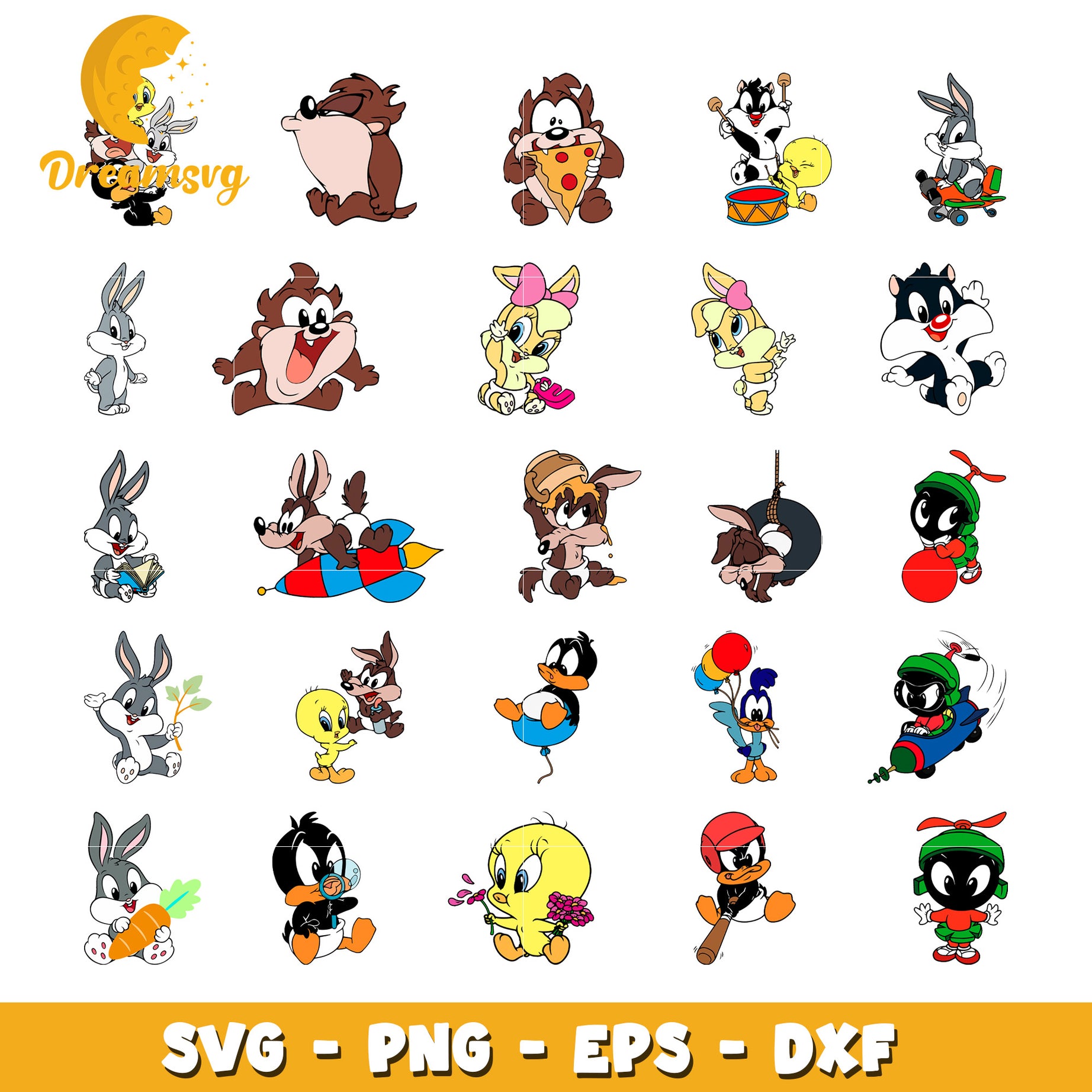 Baby looney tunes design bundle svg, looney tunes characters​ svg