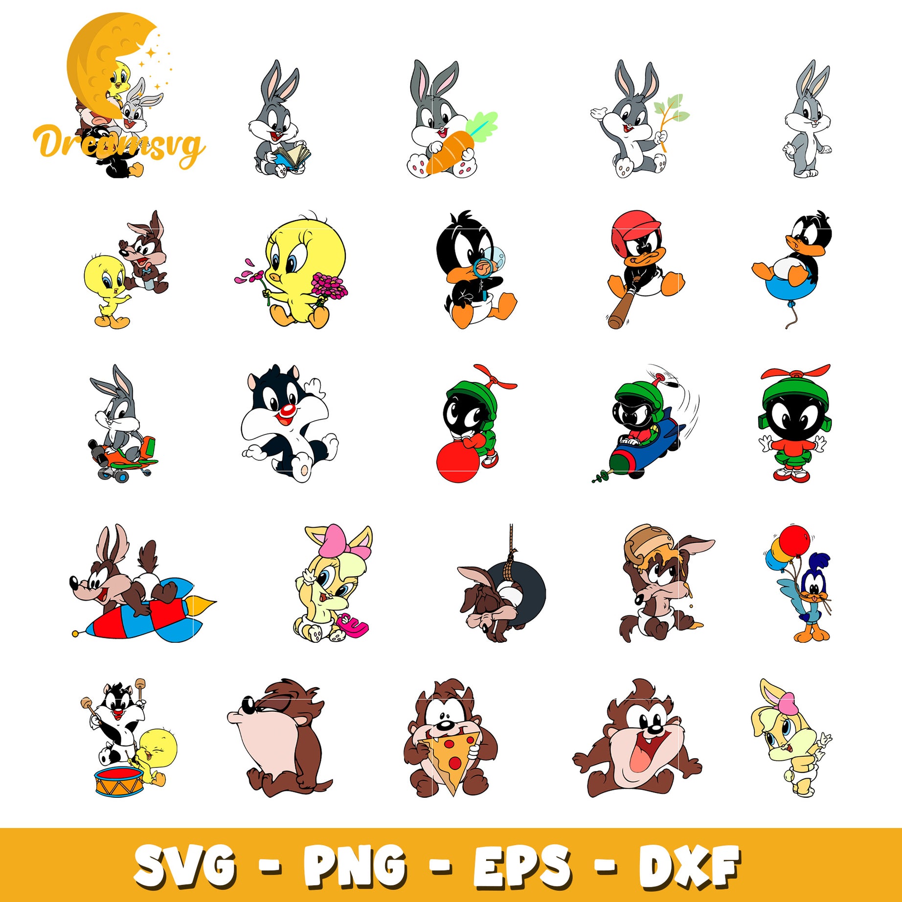 Baby looney tunes characters design bundle svg, looney tunes​ svg