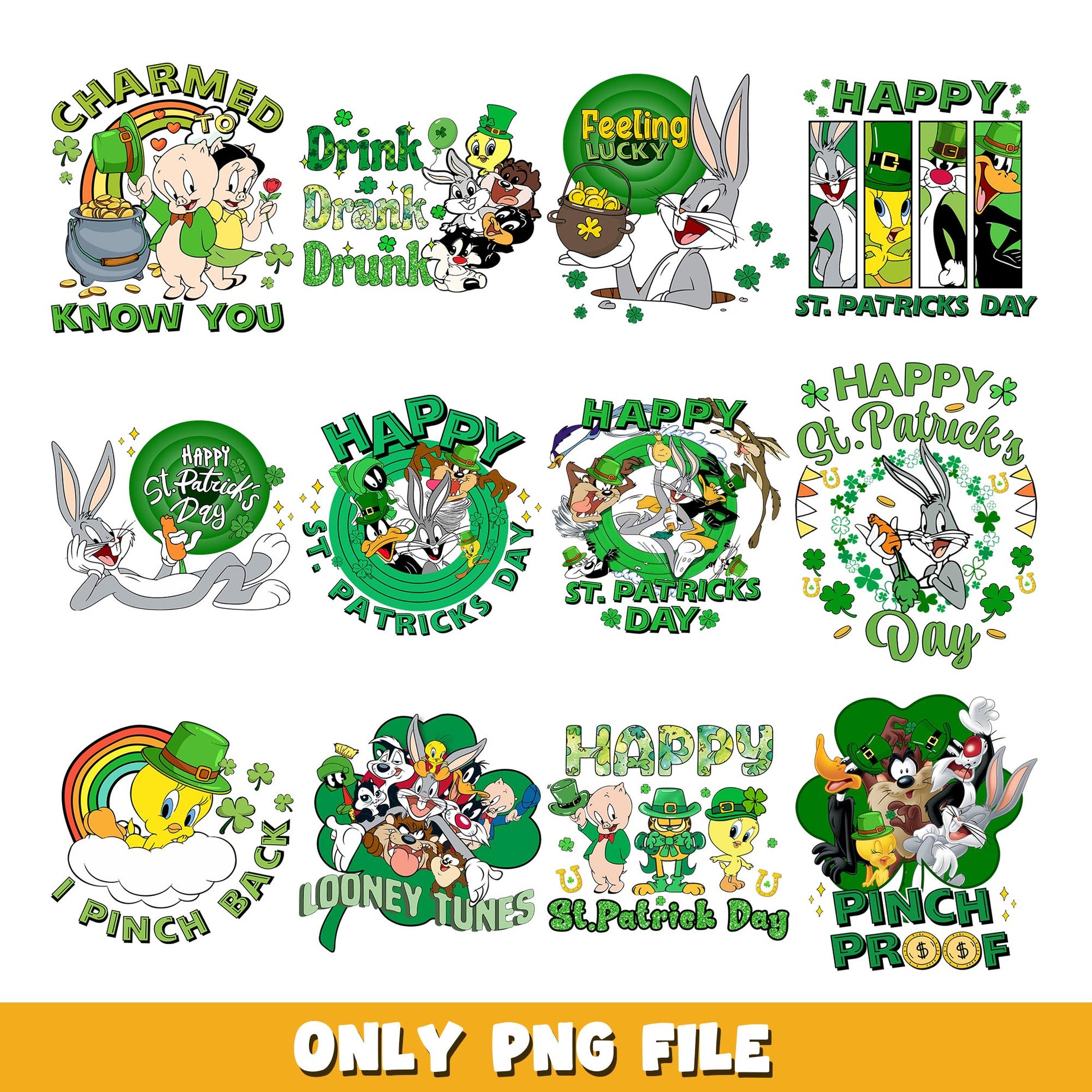 Looney Tunes Lucky St Patrick png, Looney Tunes  bundle png, cartoon png 