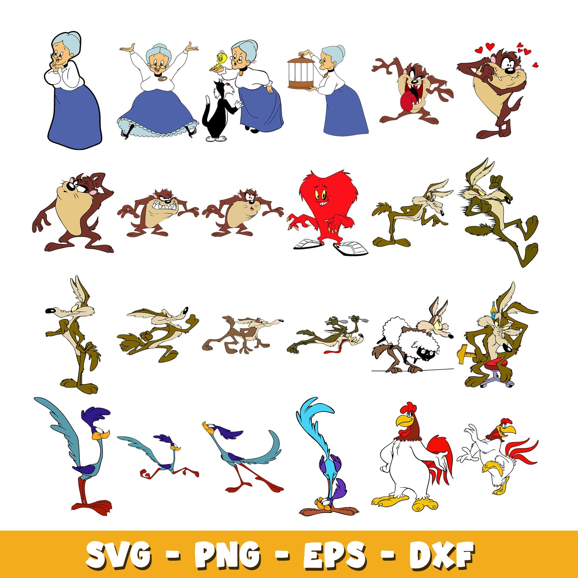 Looney tune svg, the sylvester & tweety mysteries bundle svg, cartoon svg  