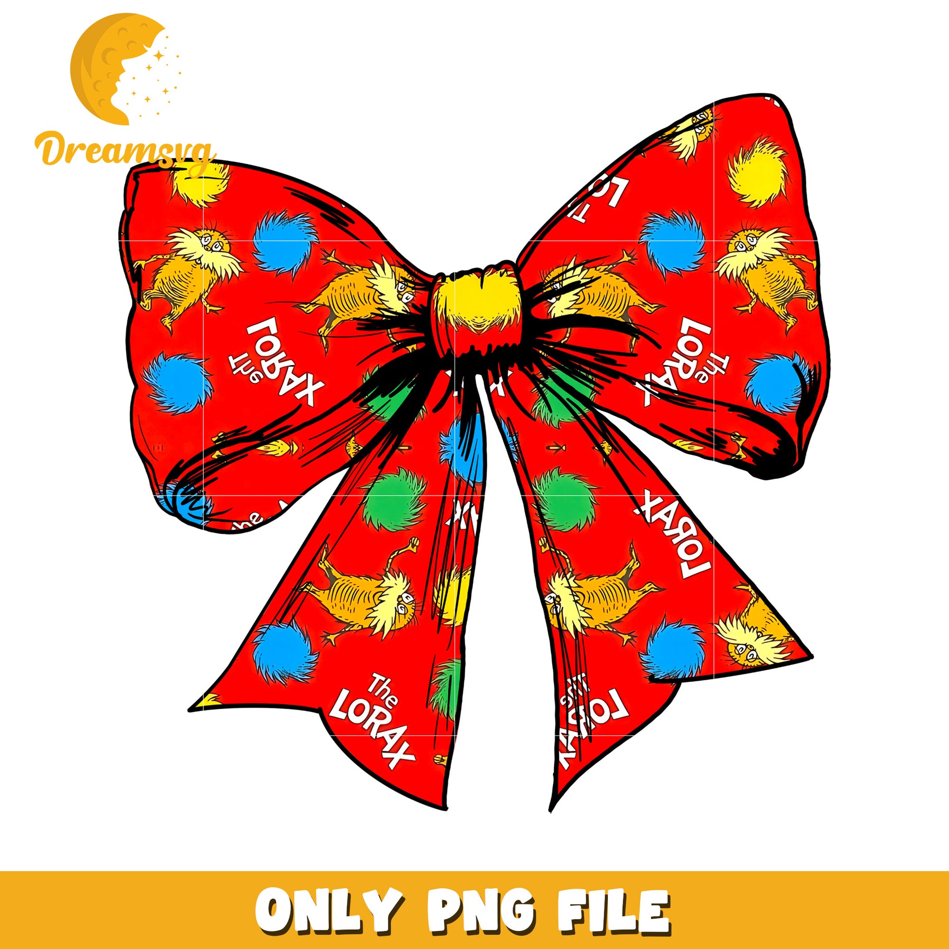 Lorax Bow PNG Sublimation Design