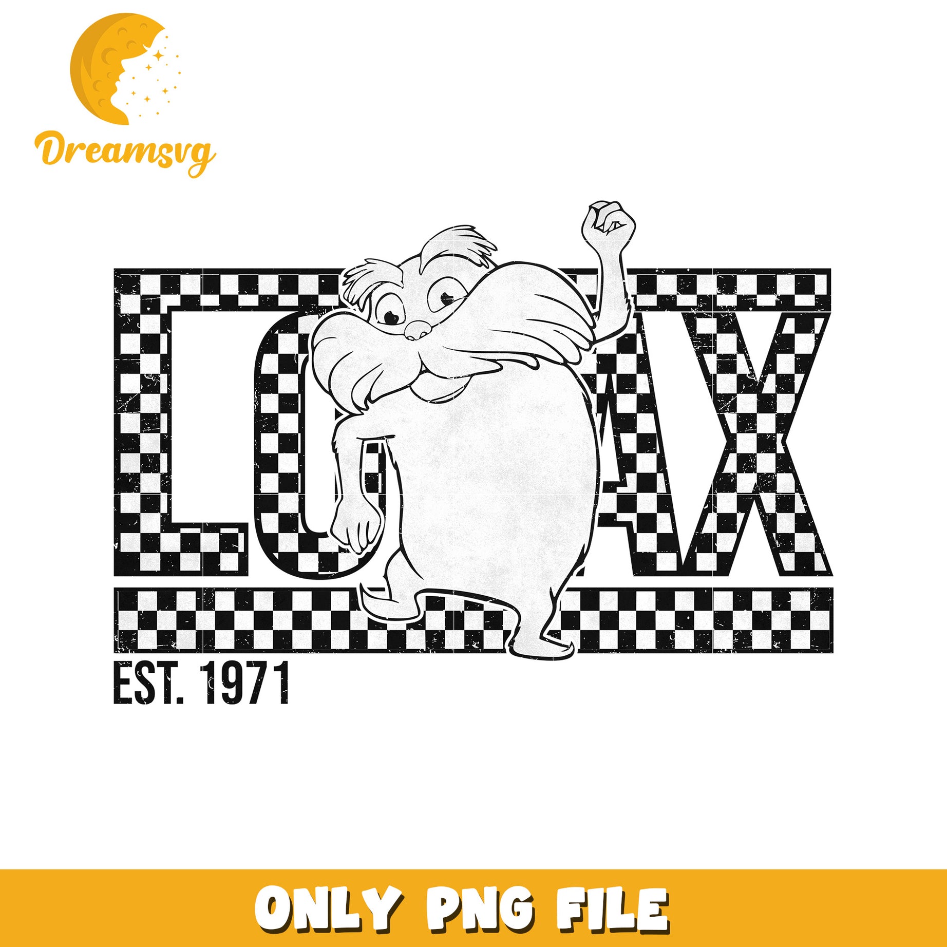 Lorax PNG Design 1971 Checkered Flag