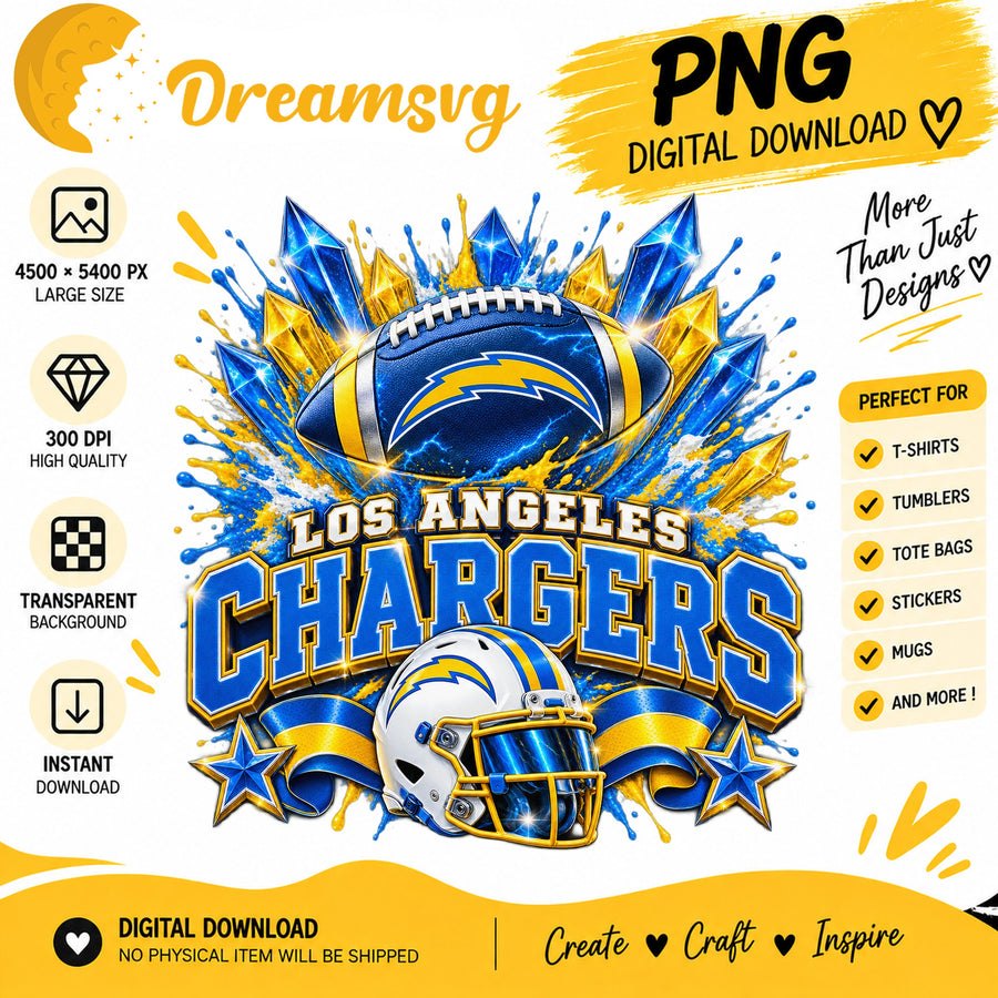 Los Angeles Chargers NFL Football Helmet Crystal Splash PNG