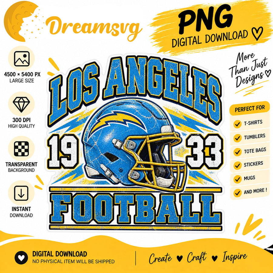 Los Angeles Chargers Vintage Grunge Football Helmet 1933 PNG