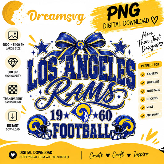 Los Angeles Rams Coquette Bow NFL Football 1960 PNG