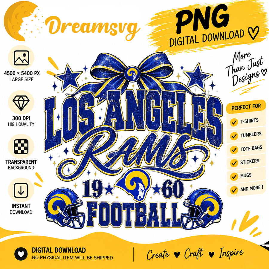 Los Angeles Rams Coquette Bow NFL Football 1960 PNG