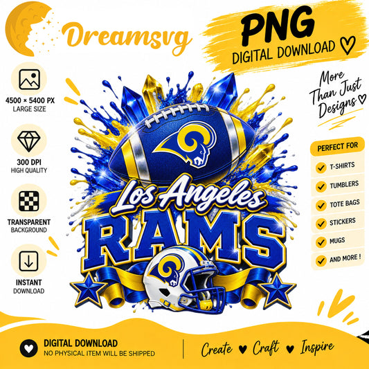 Los Angeles Rams NFL Football Helmet Crystal Splash PNG