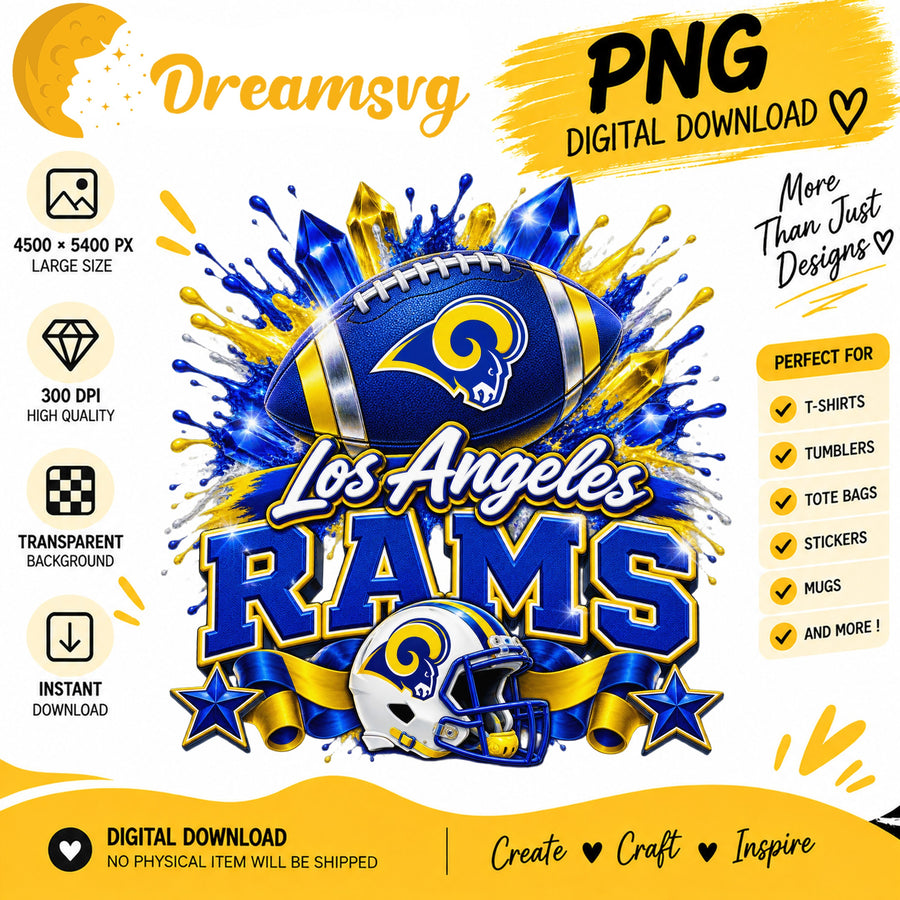 Los Angeles Rams NFL Football Helmet Crystal Splash PNG