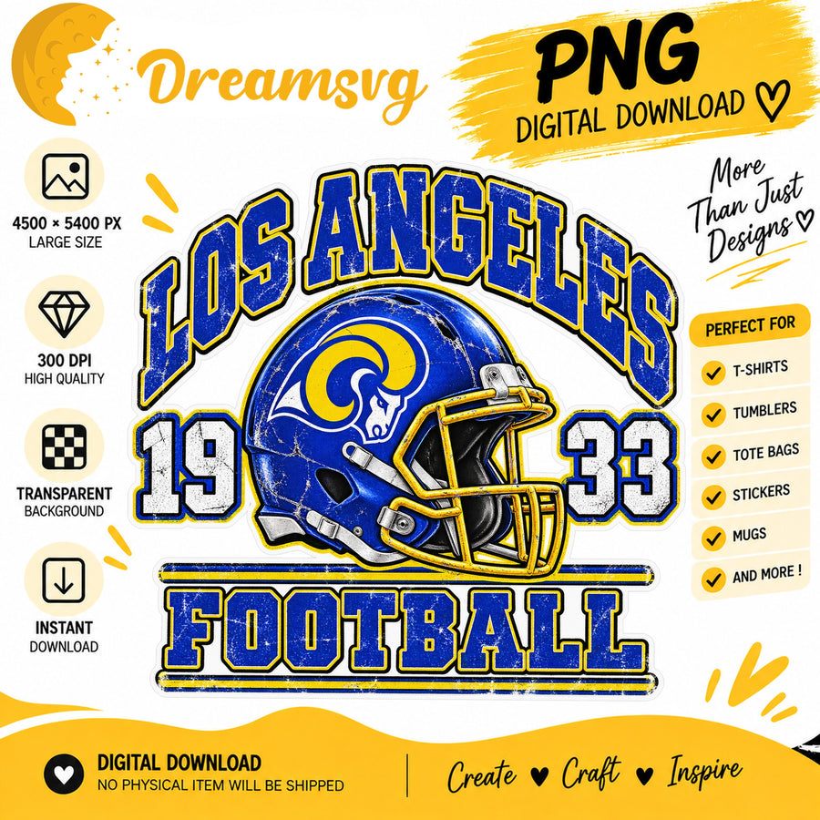 Los Angeles Rams Vintage Grunge Football Helmet 1933 PNG