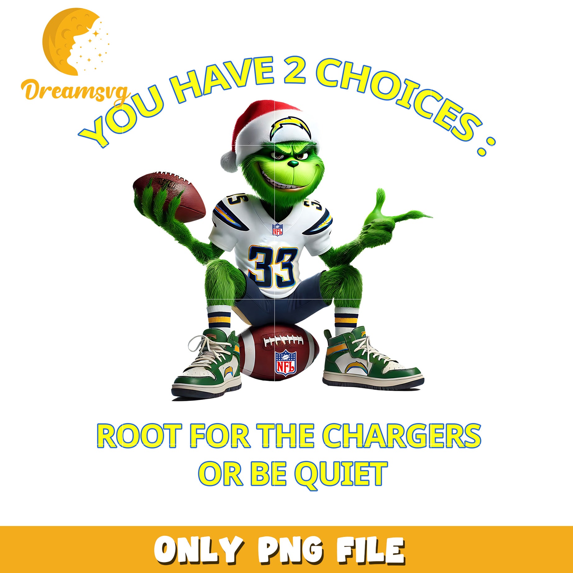 Los angeles chargers grinch png, american sports png, nfl plus png