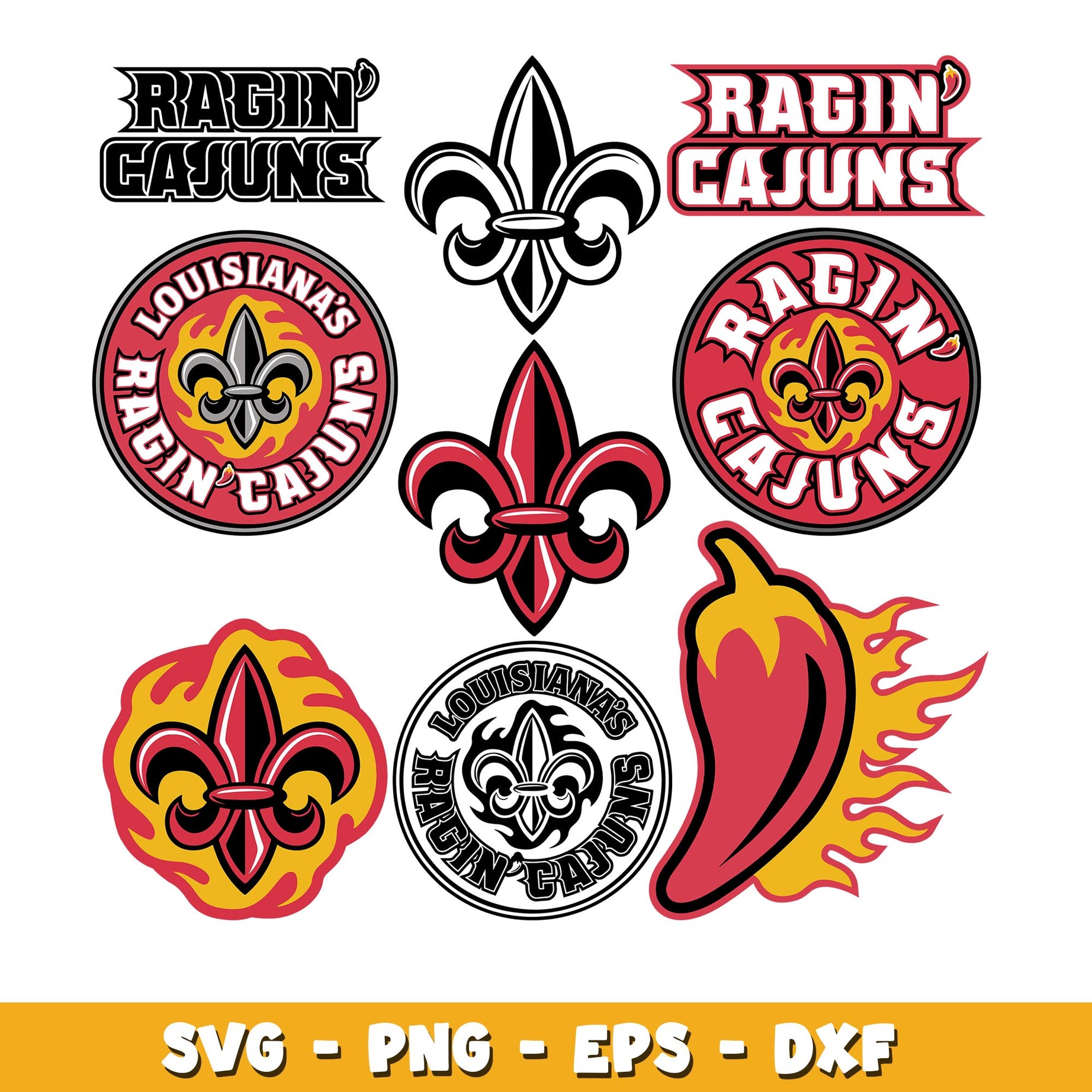 Louisiana Ragin Bundle svg, Louisiana Ragin logo svg, ncaa svg 