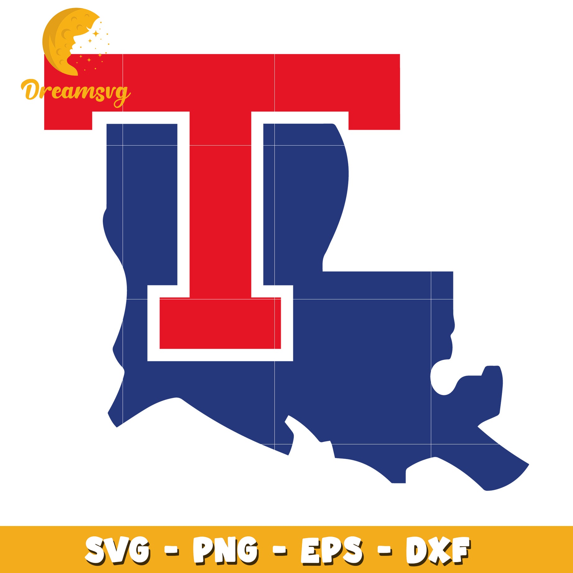 Louisiana State Outline SVG with Bold Red Letter T Design