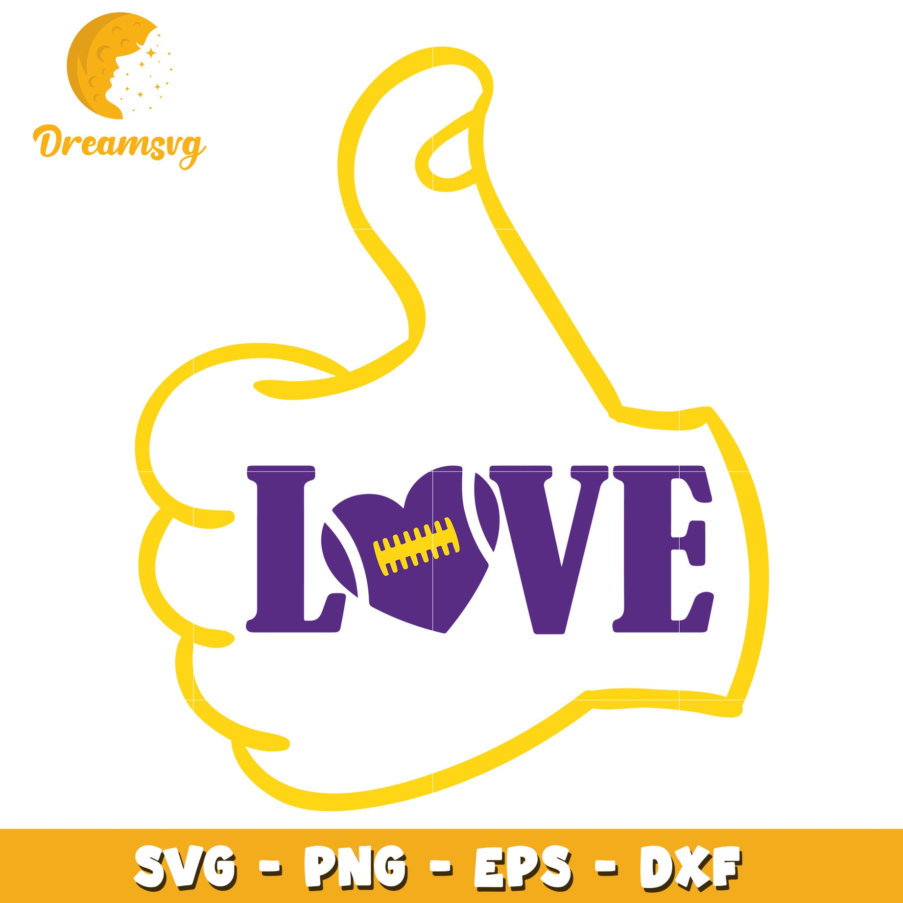 Love Football SVG Design With Thumbs Up Graphic Download