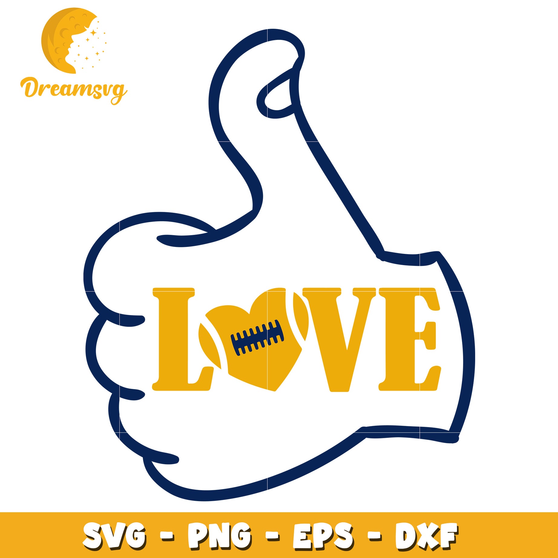 Love Football SVG Design with Thumbs Up Gesture Graphic