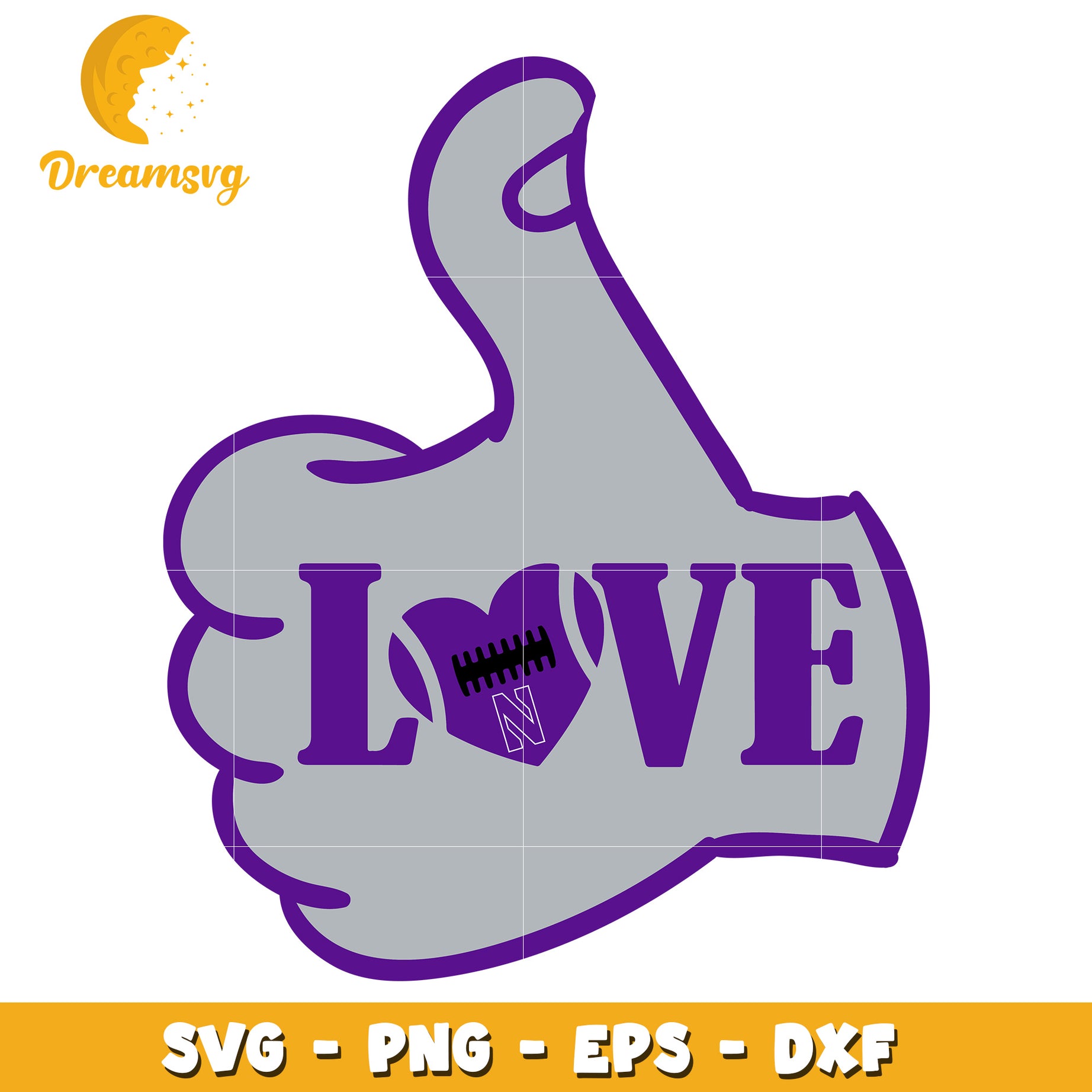 Love Football SVG Design with Thumbs Up Graphic File Format