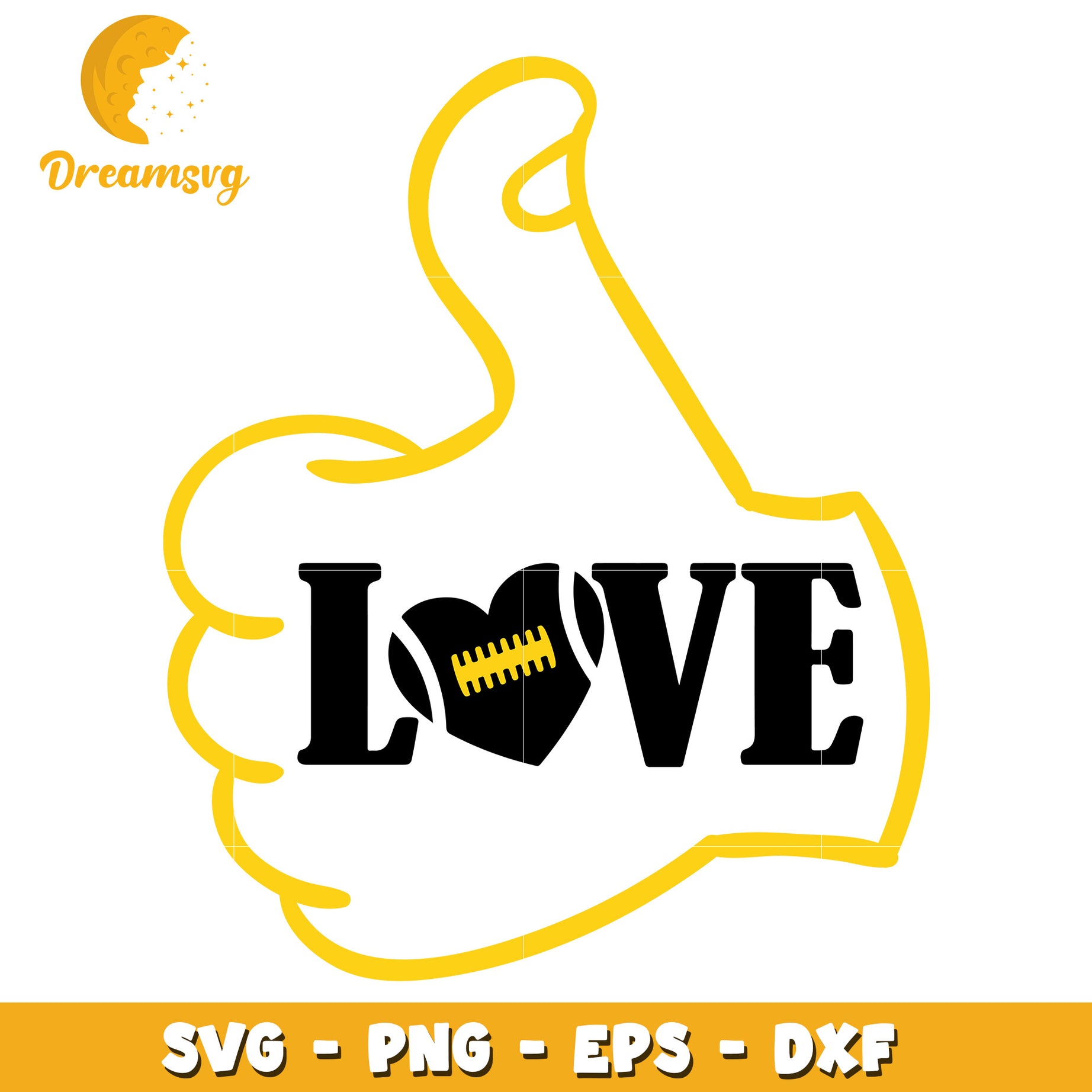 Love Football SVG Design with Thumbs Up Graphic for Crafters