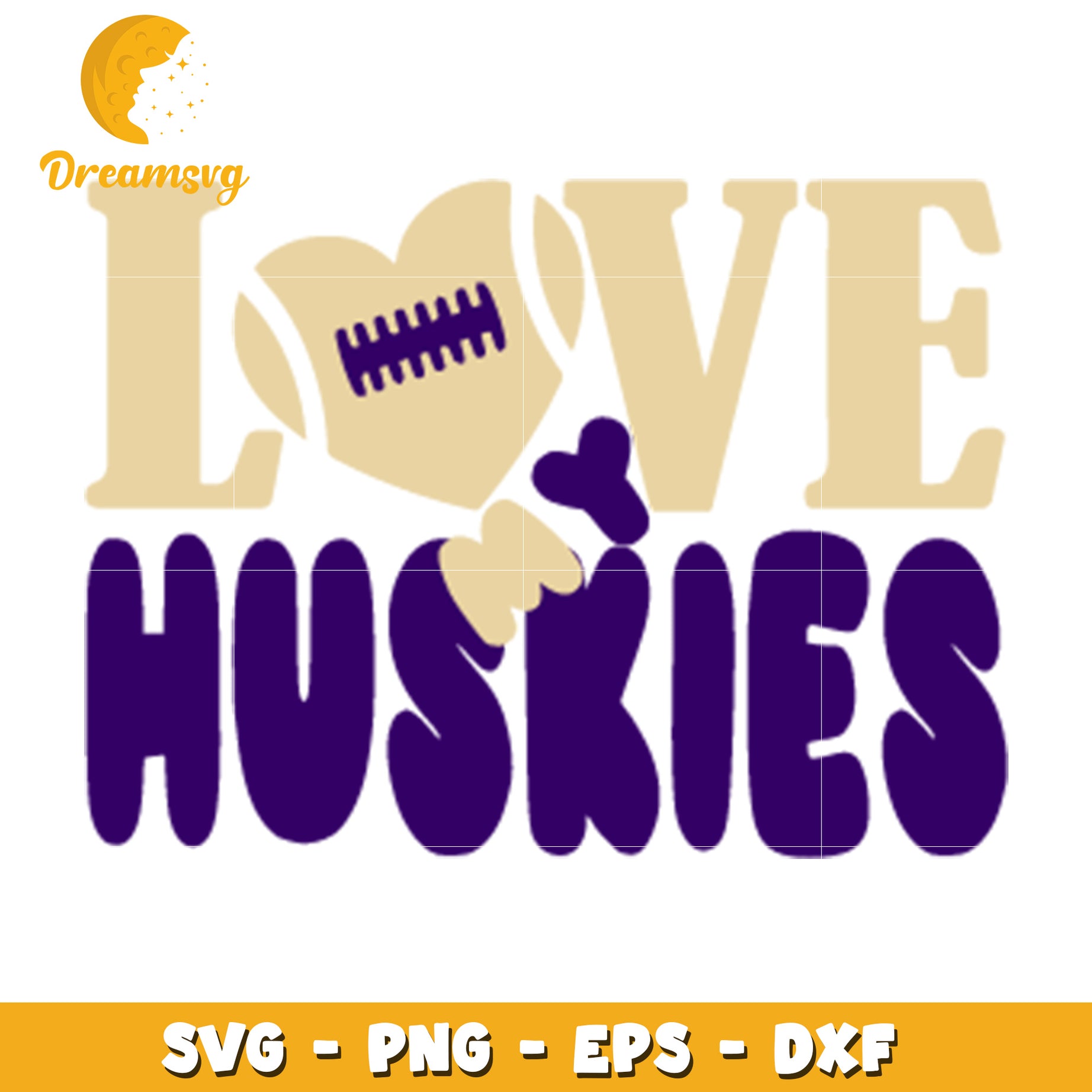 Love Huskies Football SVG PNG EPS DXF