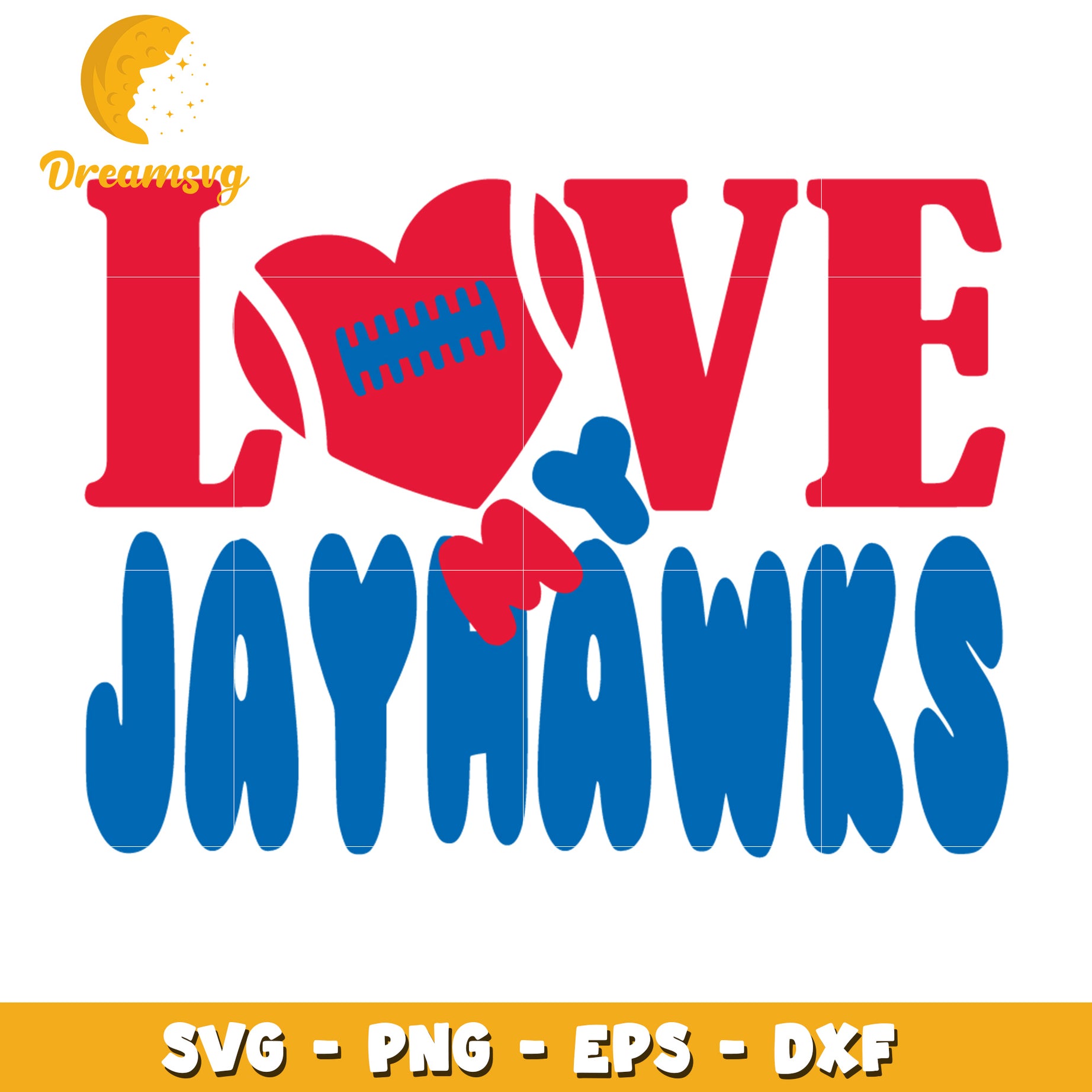 Love Jayhawks Football SVG PNG EPS DXF