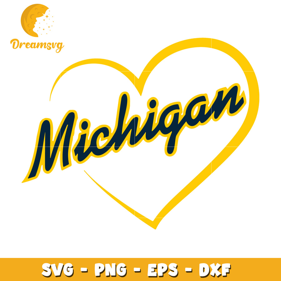 Love Michigan SVG Design Heart Graphic for Crafts and Printables