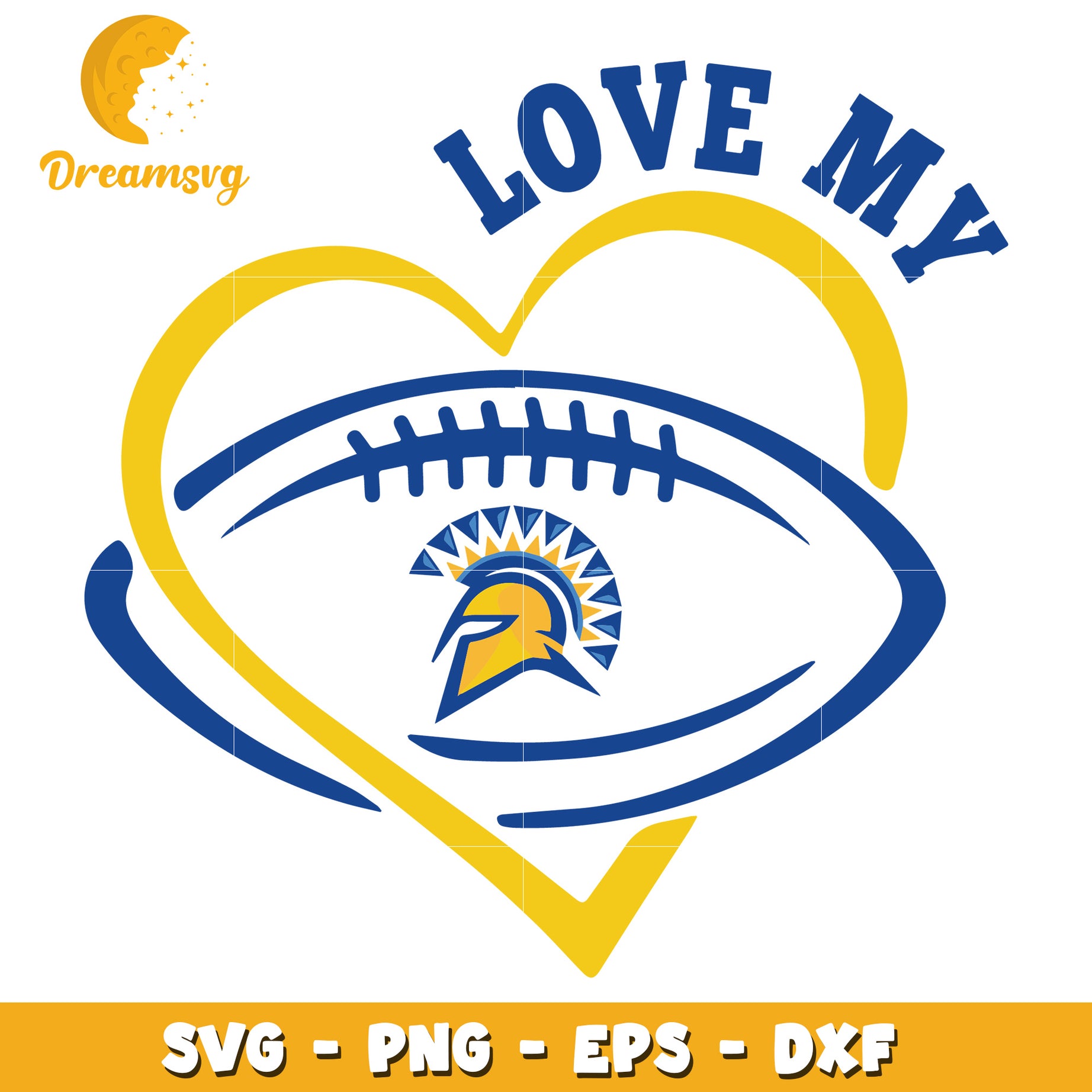 Love My Team Football SVG PNG EPS DXF