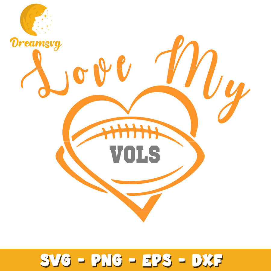 Love My Vols Football SVG PNG EPS DXF