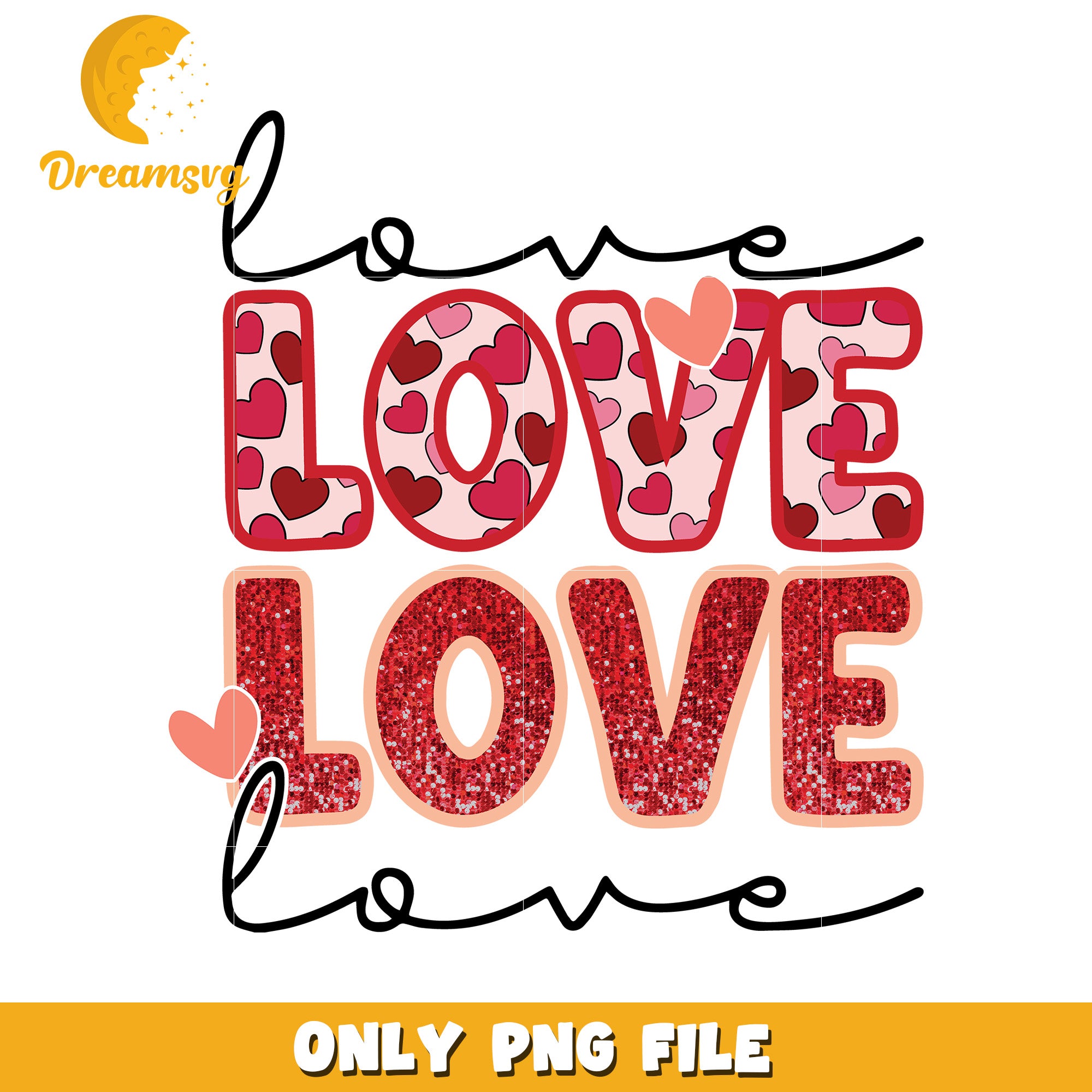 Love PNG Valentines Glitter Design