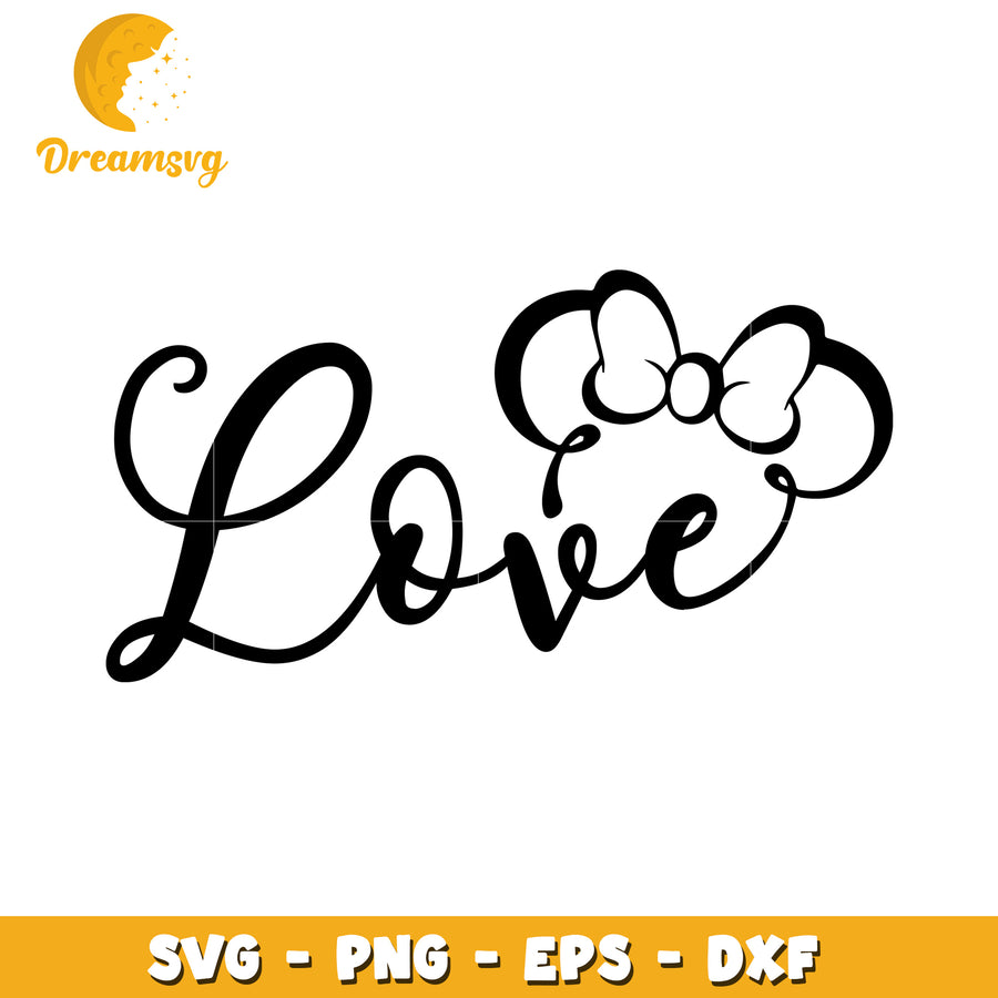 Love SVG Cut File Minnie Mouse Ears Bow