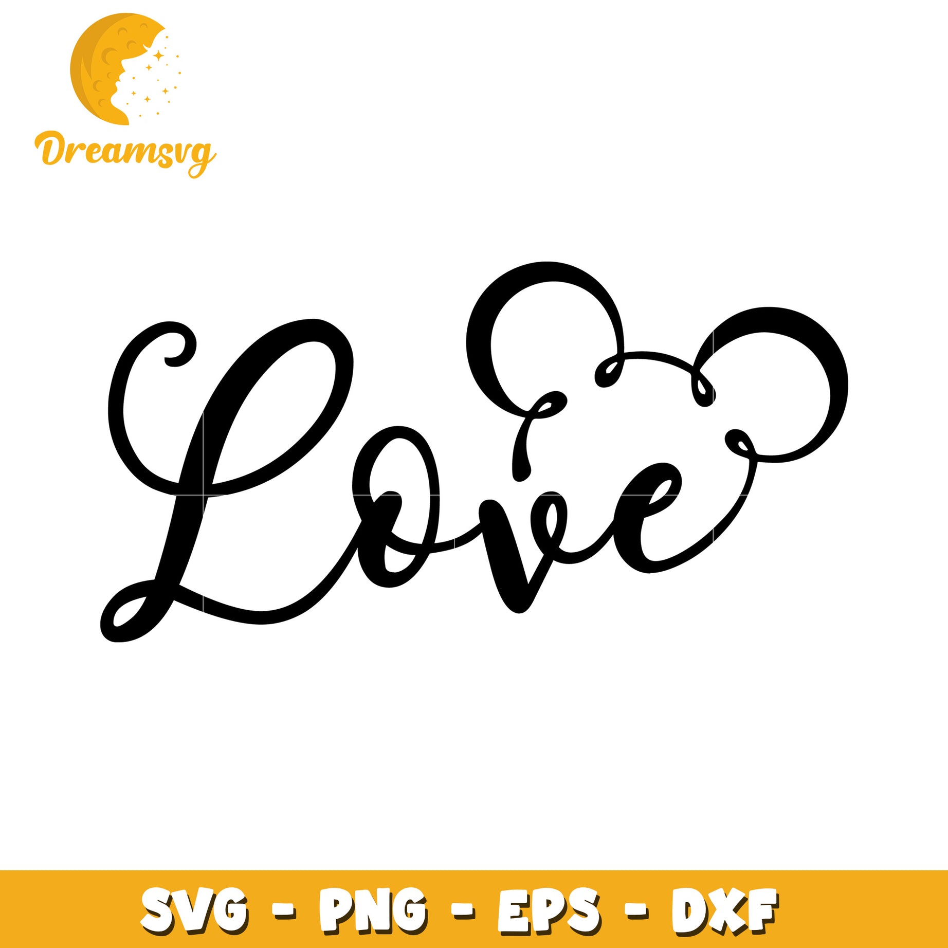 Love SVG Cut File Mouse Ears Design