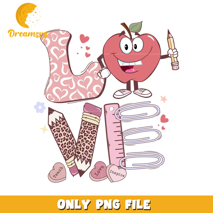 Love Teaching Apple PNG Design