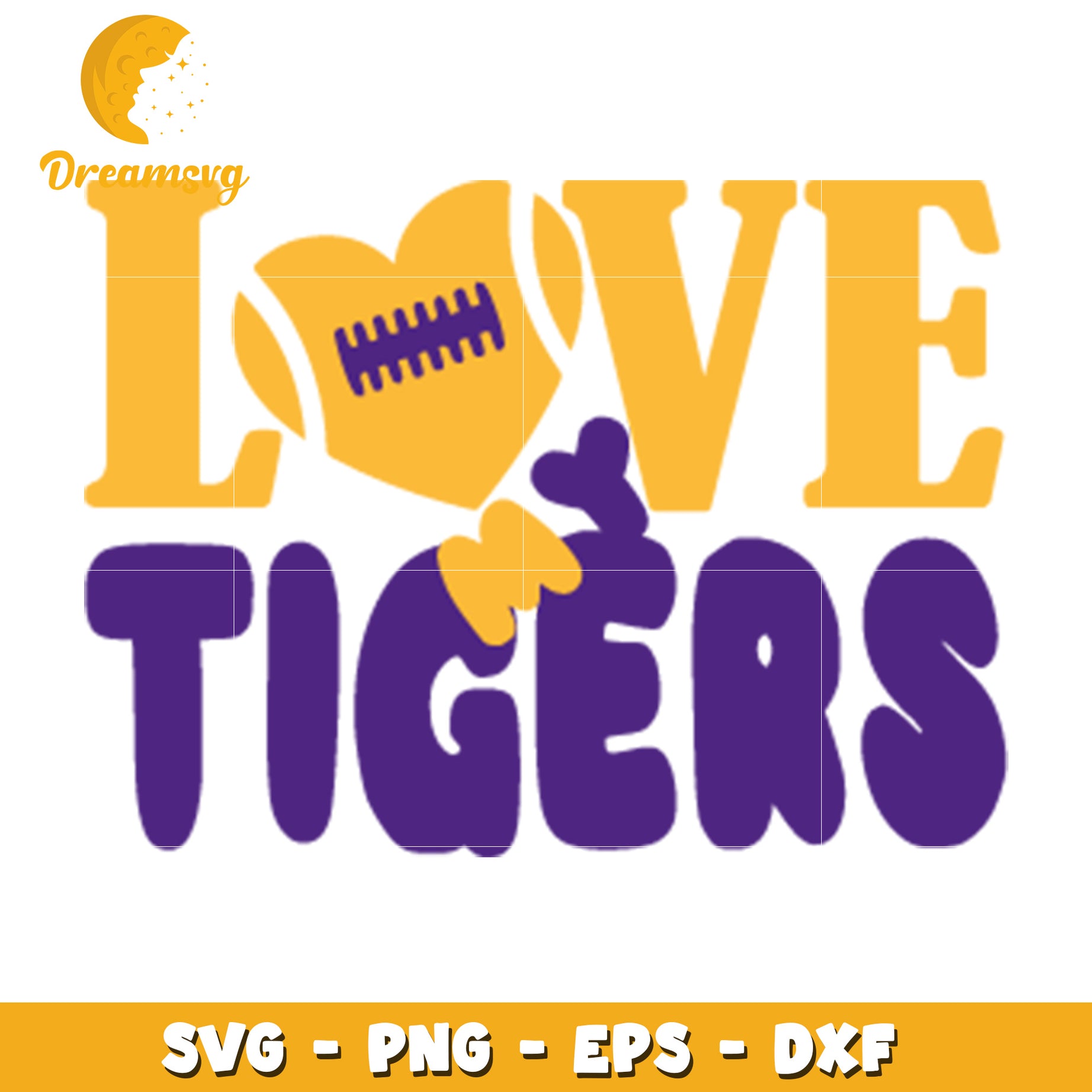 Love Tigers Football SVG PNG EPS DXF