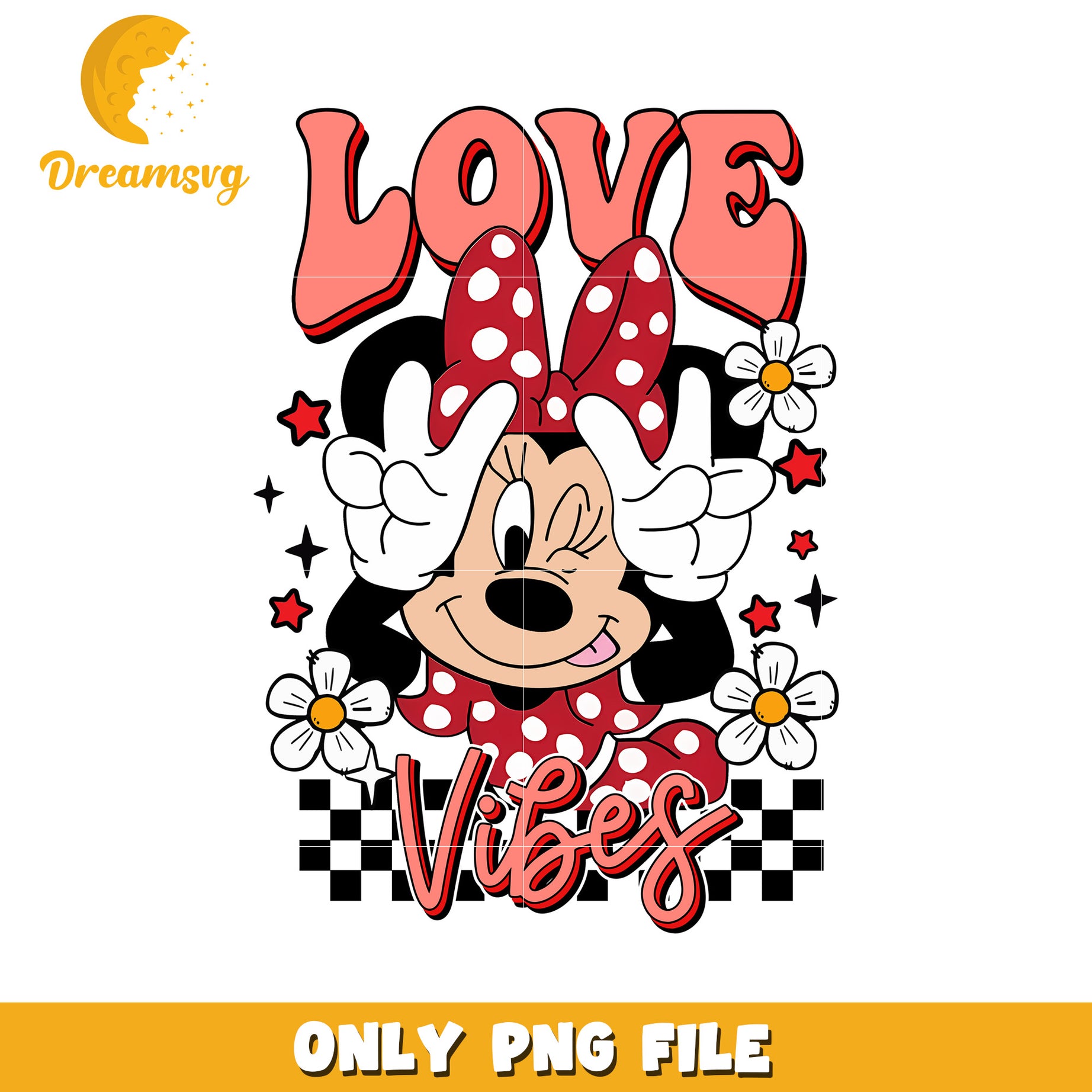Love Vibes Minnie Mouse PNG Image for Design Projects