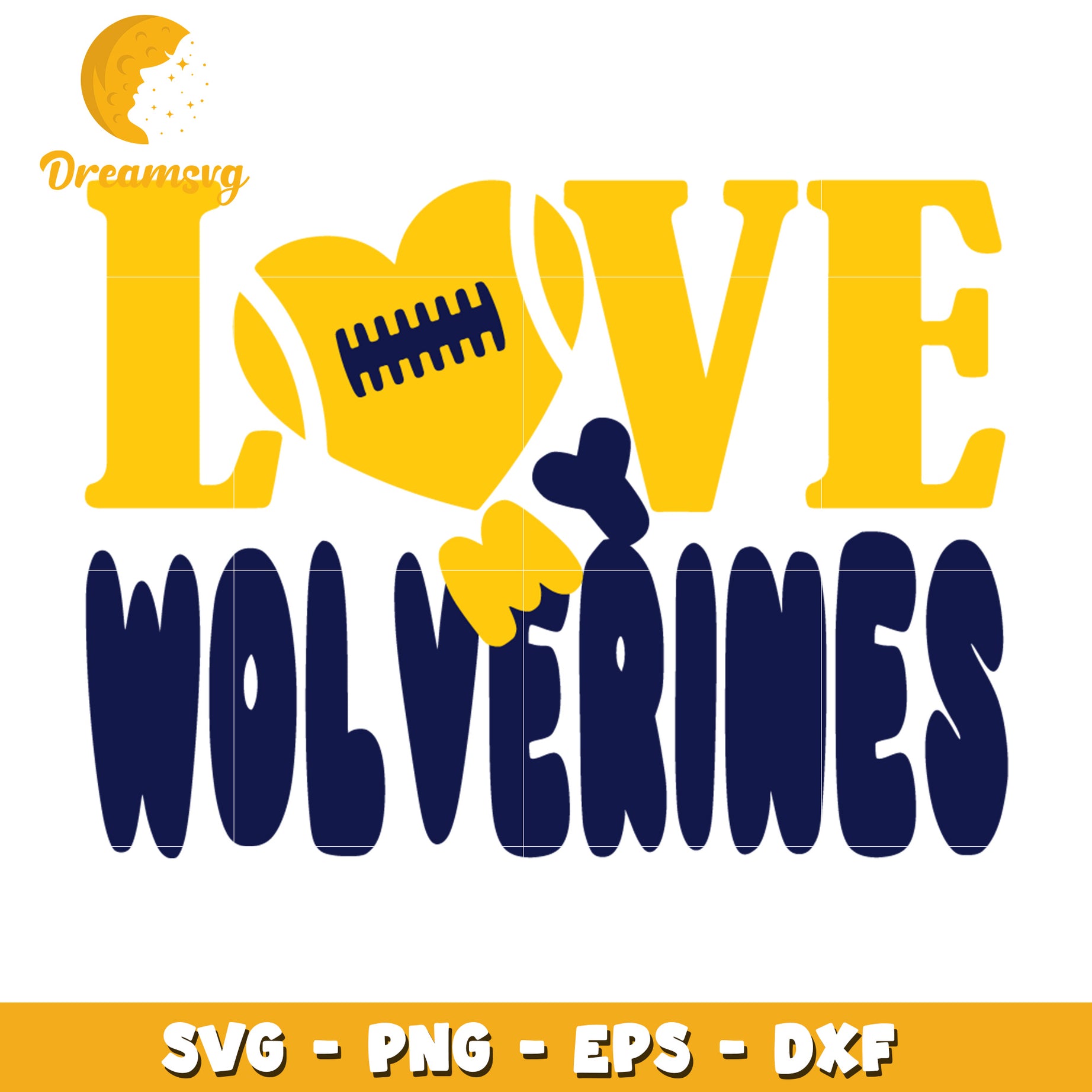 Love Wolverines Football SVG PNG EPS DXF